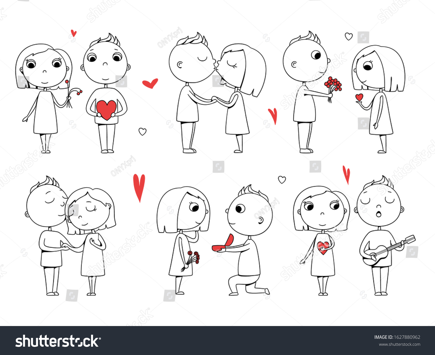 Love Couple Male Female Doodle Stylized Stock Vector (Royalty Free ...