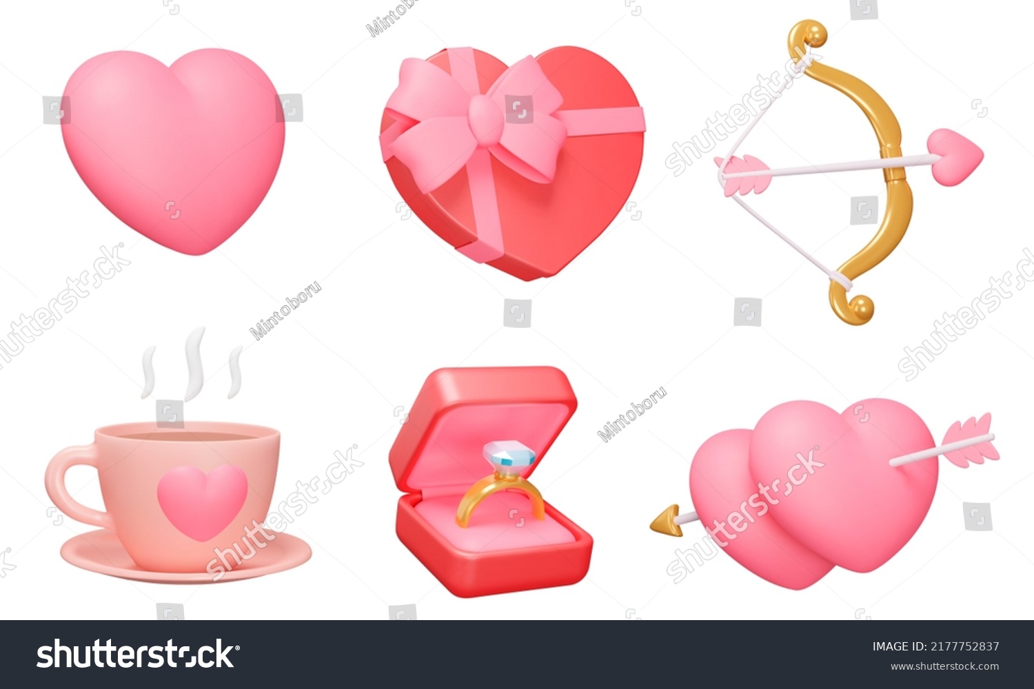 SVG of Love 3d icon set. Valentine's Day, Romance. Romantic date and marriage proposal. Hearts, Gifts. Isolated icons, objects on a transparent background svg