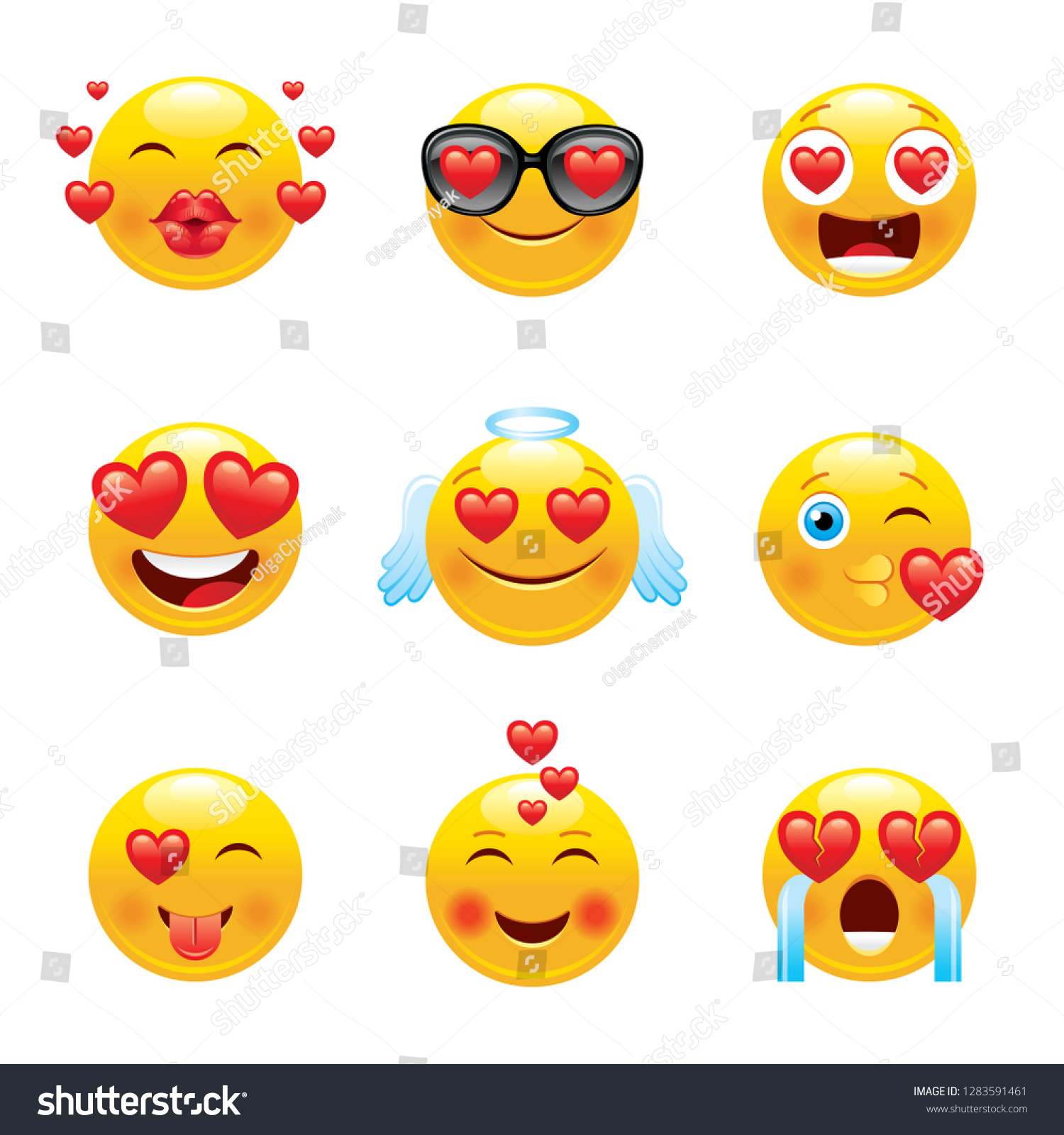 Love Emoji Icon Set D Happy Shutterstock