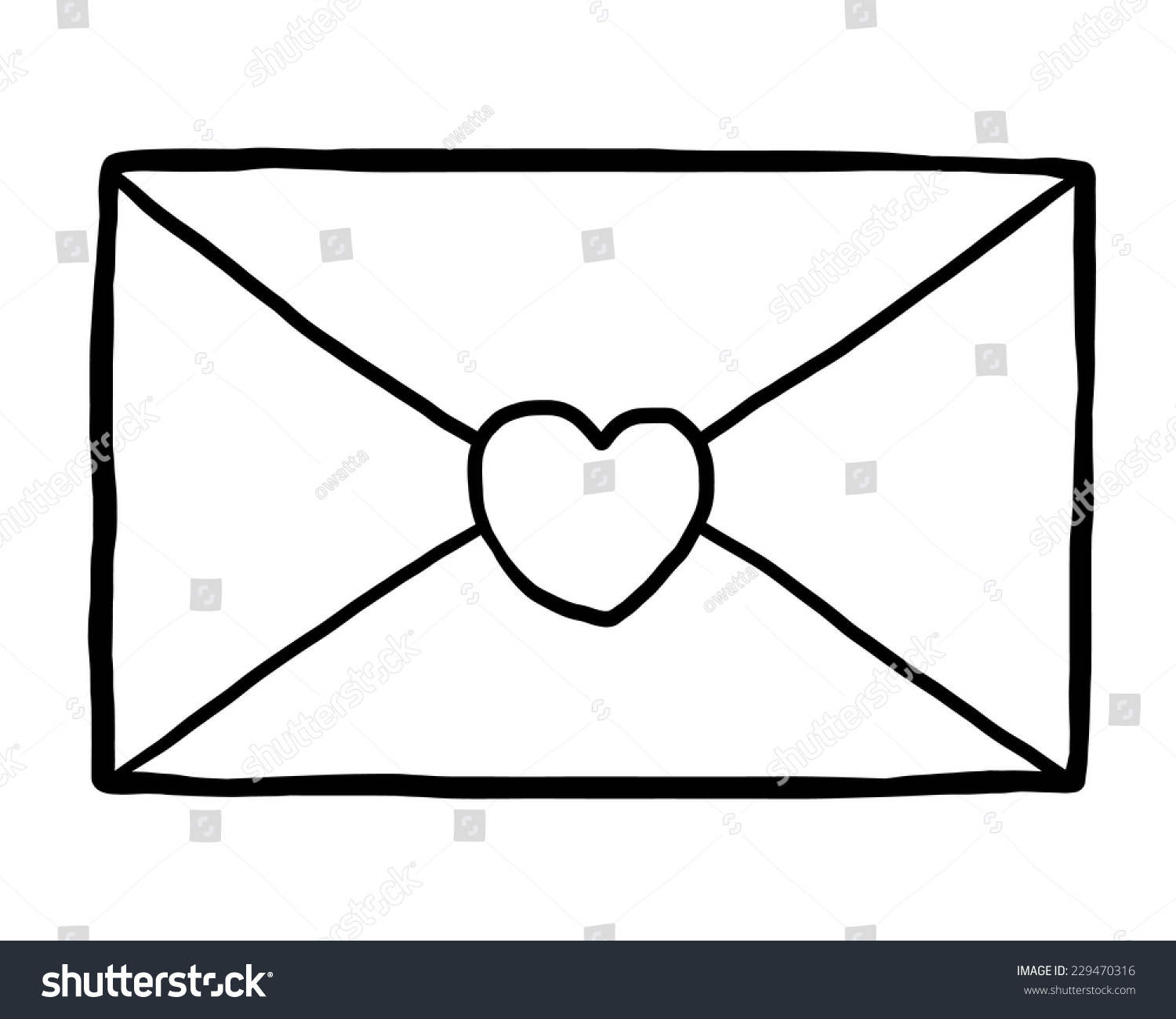 Love Envelope Cartoon Vector Illustration Black Stock Vector (royalty 