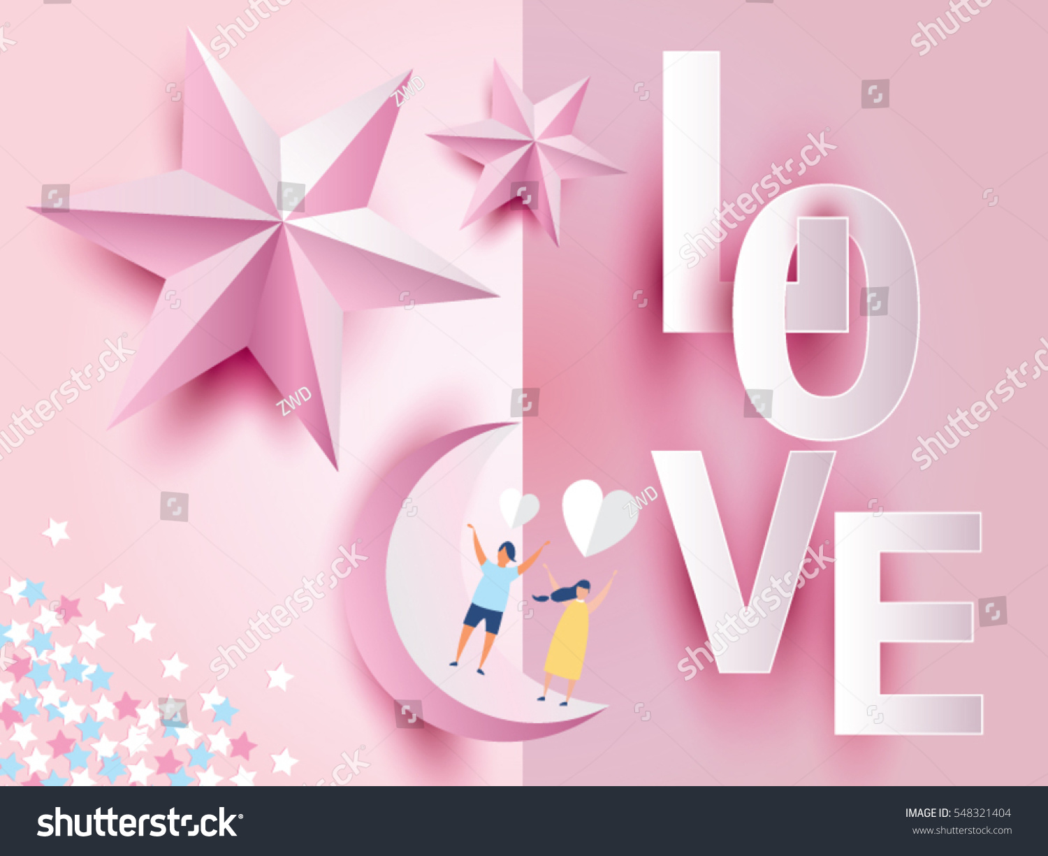Love Hearts Invitation Card Vector Illustration ...