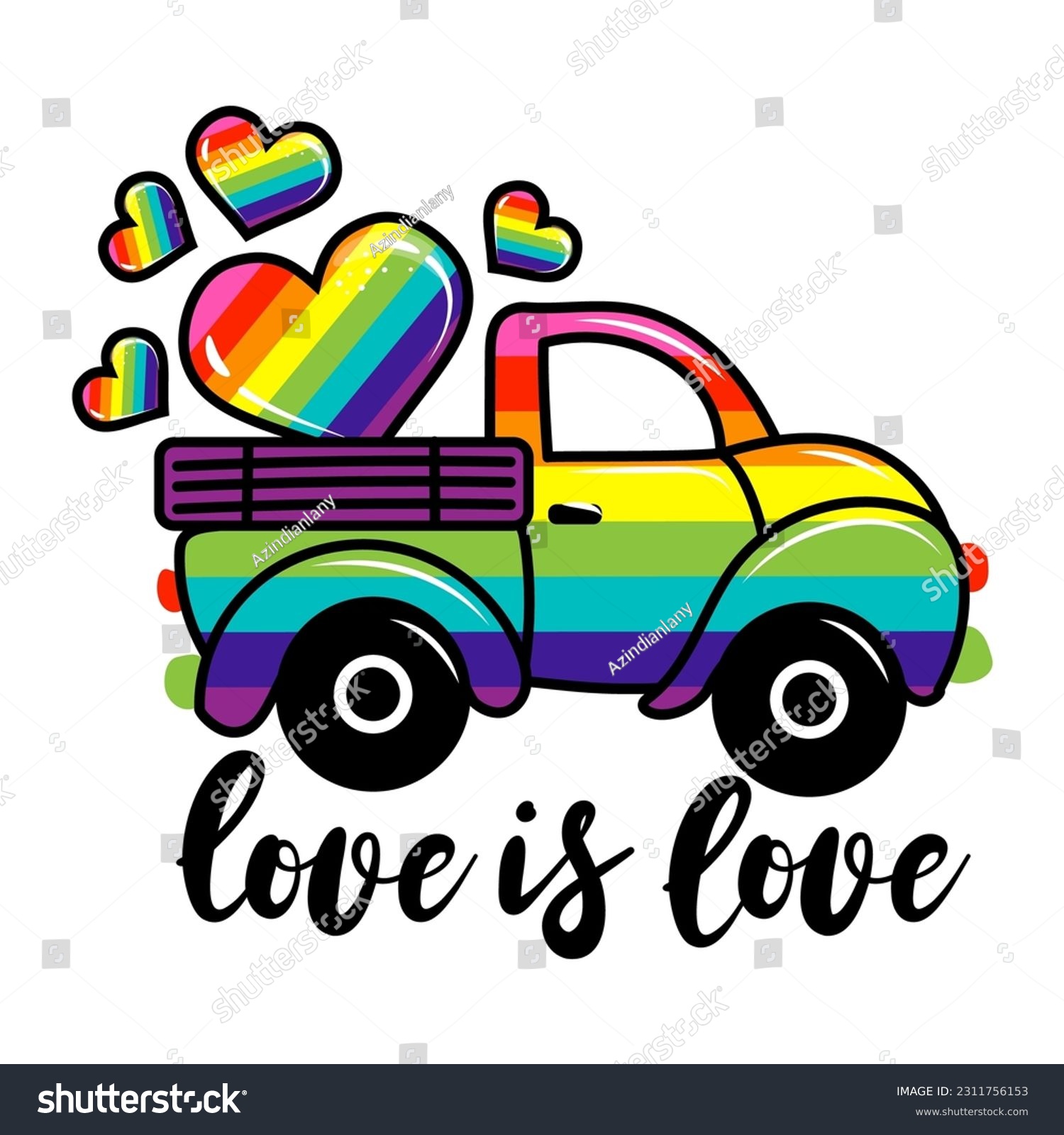 SVG of Love is love - LGBT pride slogan against homosexual discrimination. Modern calligraphy with rainbow colored characters. Good for scrap booking, posters, textiles, gifts, pride sets. svg