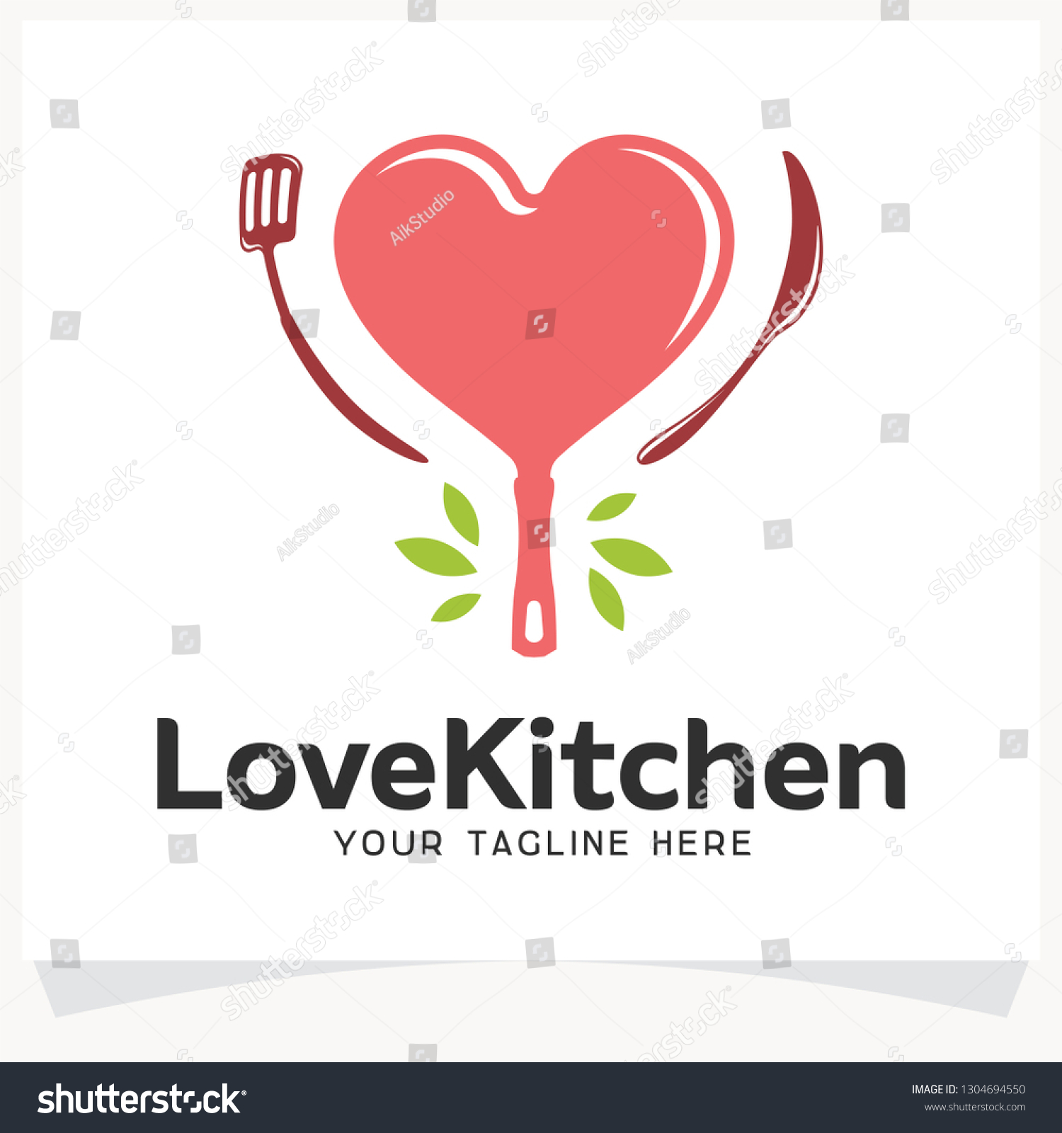 Love Kitchen Logo Design Template Inspiration Stock Vector Royalty Free 1304694550