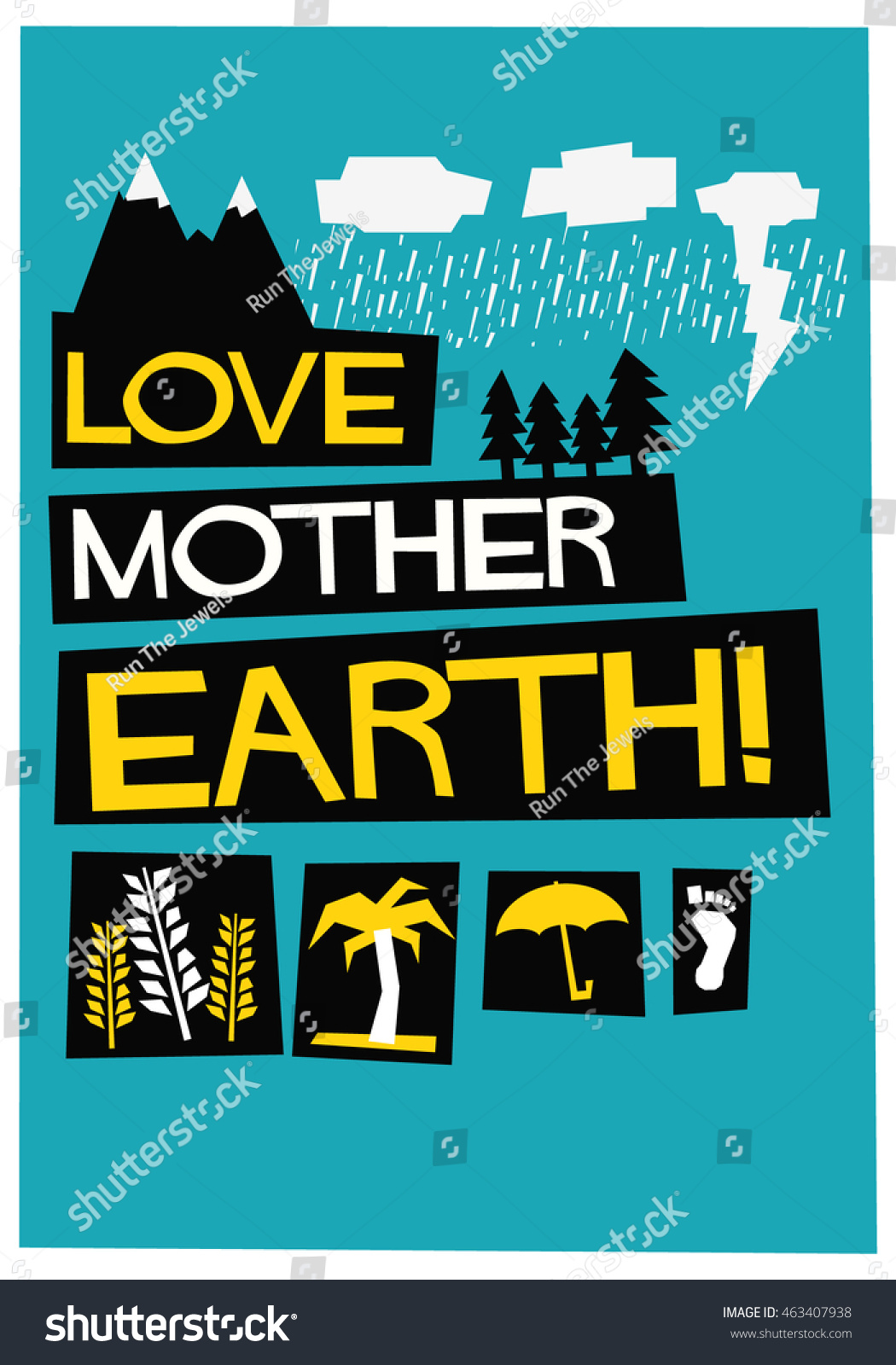 Love Mother Earth Flat Style Vector Illustration Quote Poster Design