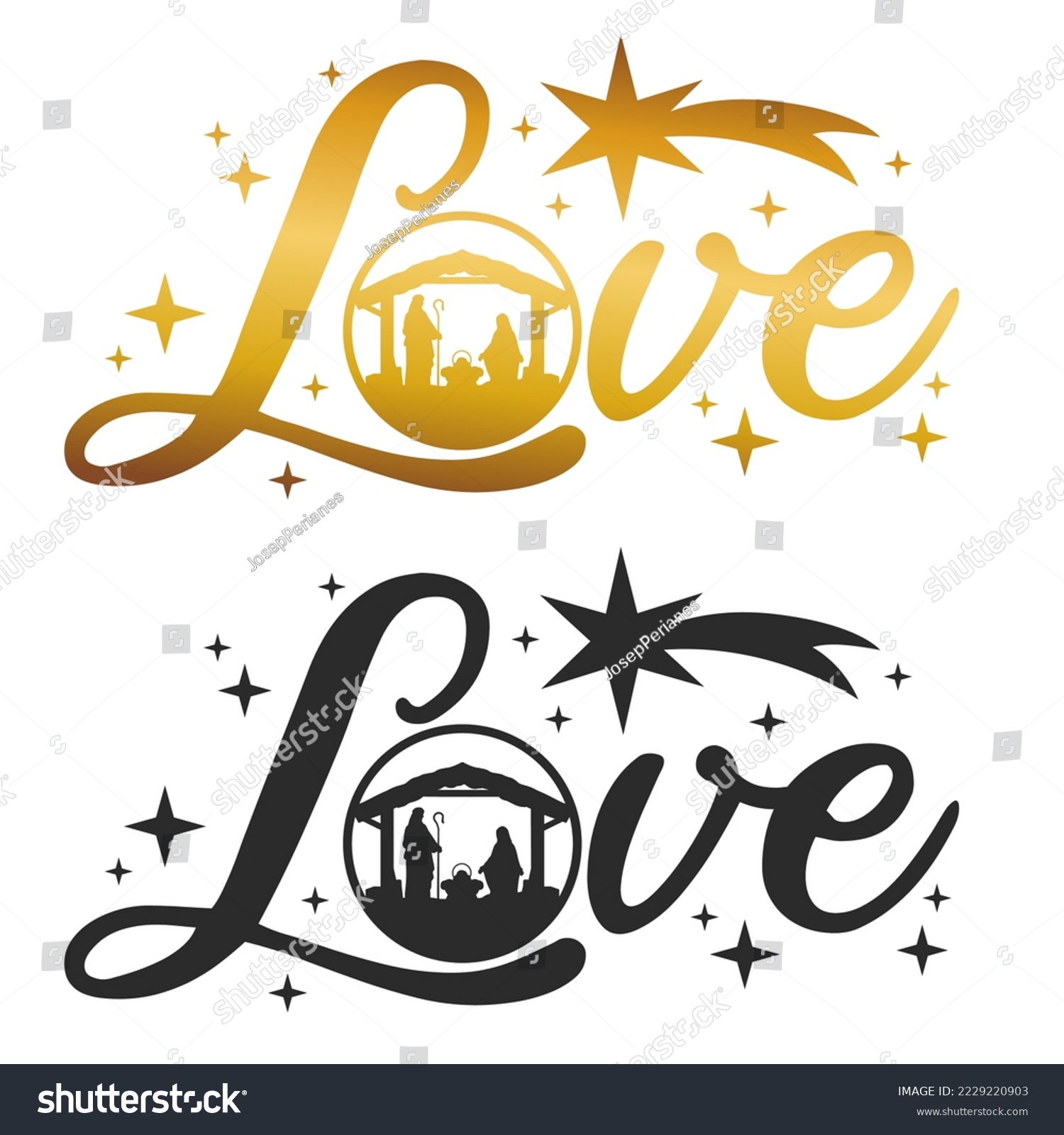SVG of Love Nativity Scene Silhouette. Holidays Christmas Religion. Holly Night Characters. Cut File Design. Vector Clip Art. svg