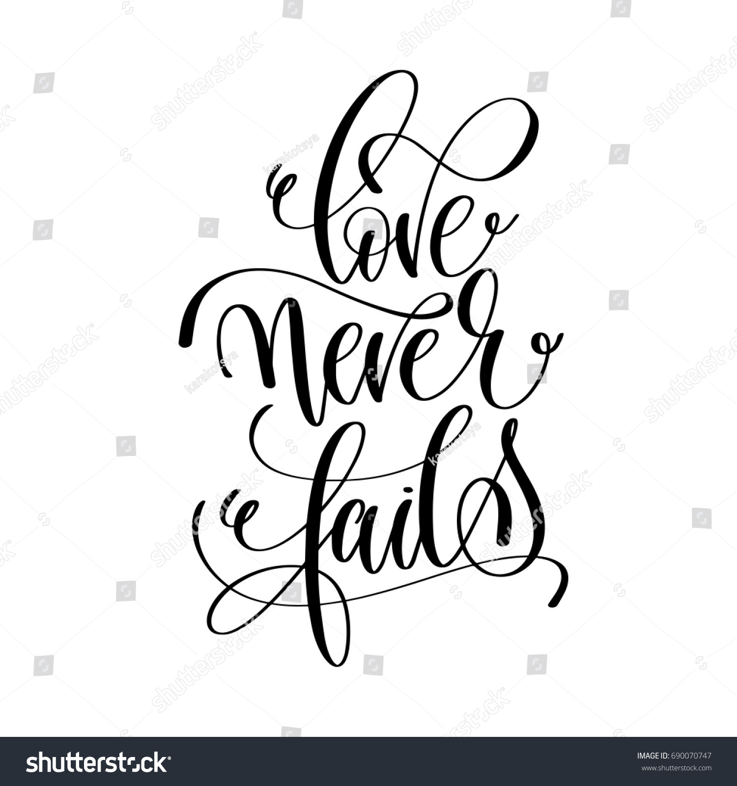 love never fails black and white hand lettering script to wedding holiday invitation celebration marriage
