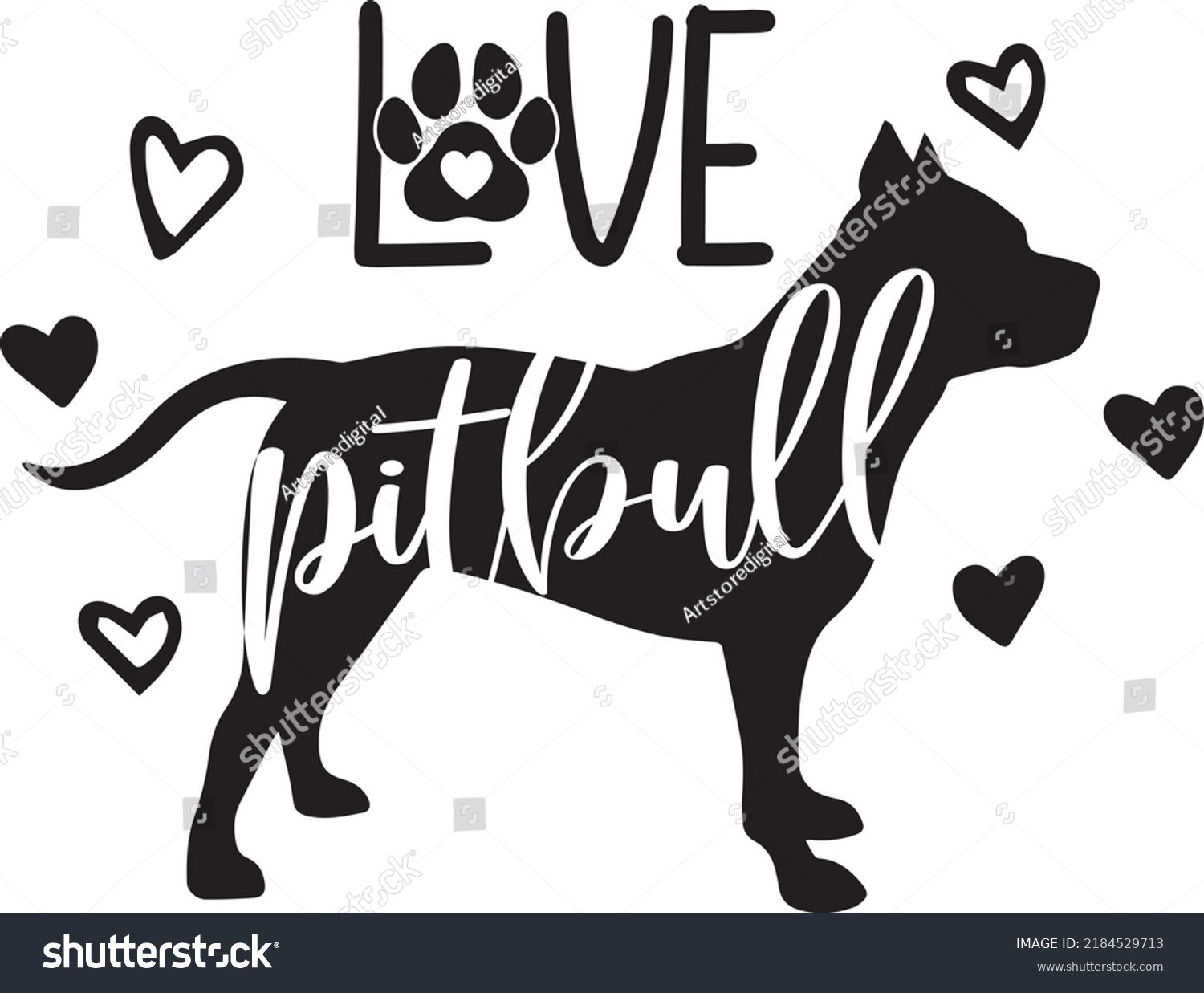 SVG of Love Pitbull  Dog Svg Vector File svg