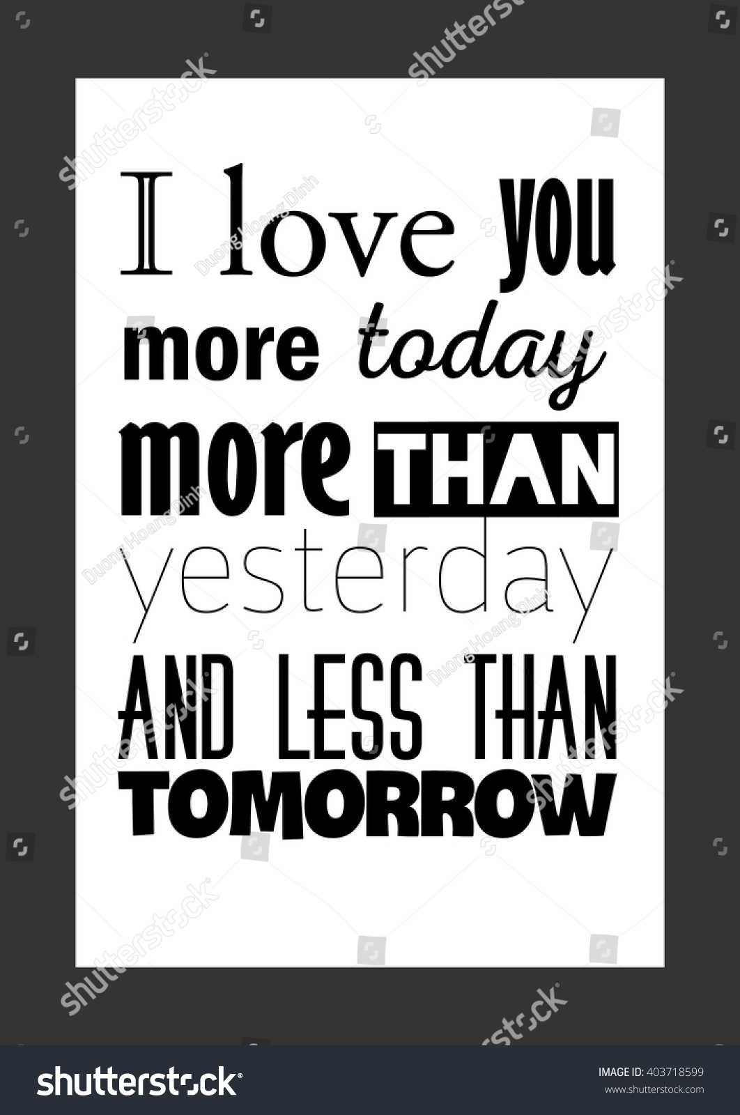 Love Quote Love You More Today Stock Vector Royalty Free