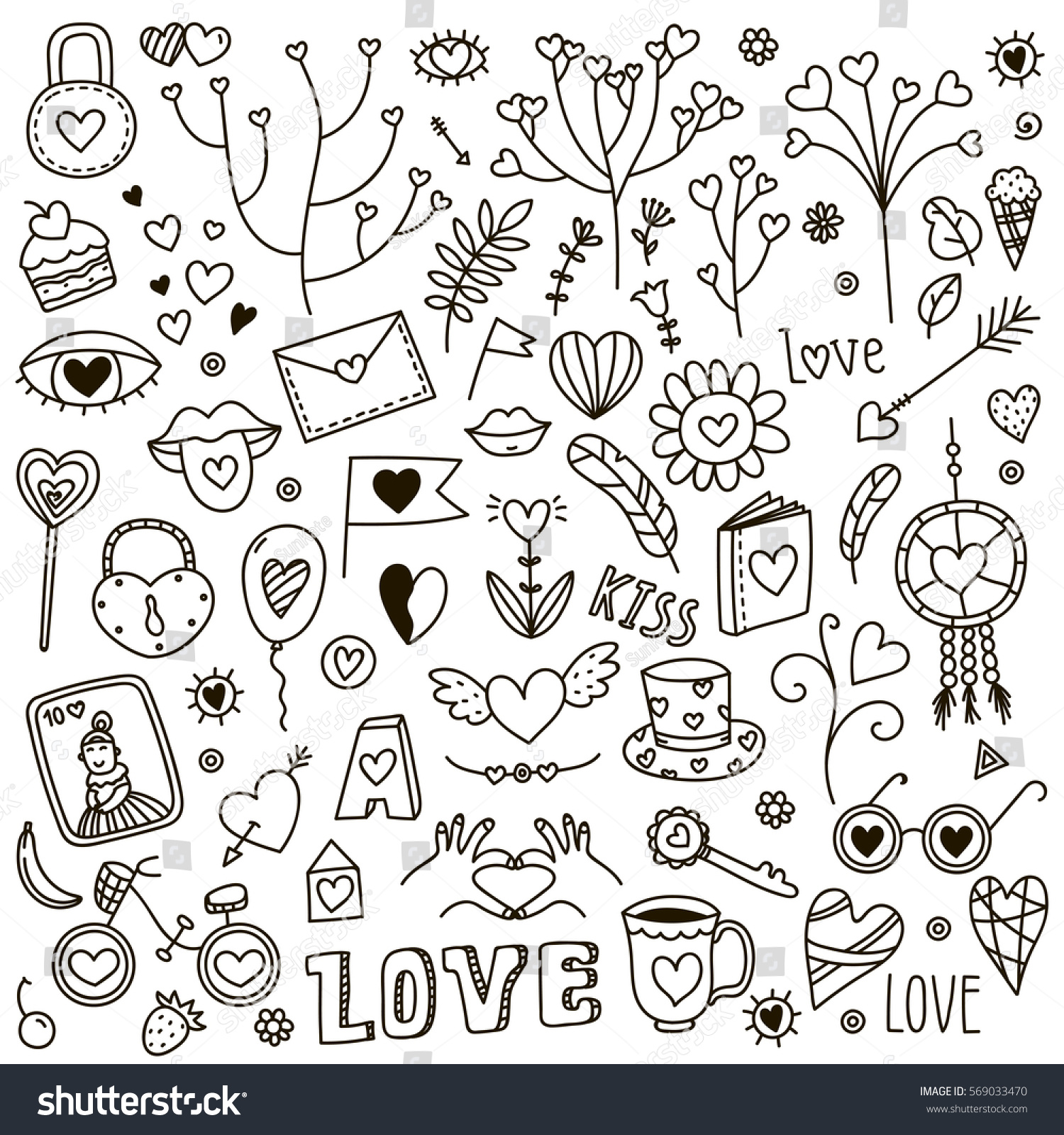 Love Set Background Love Elements Stock Vector (Royalty Free) 569033470 ...