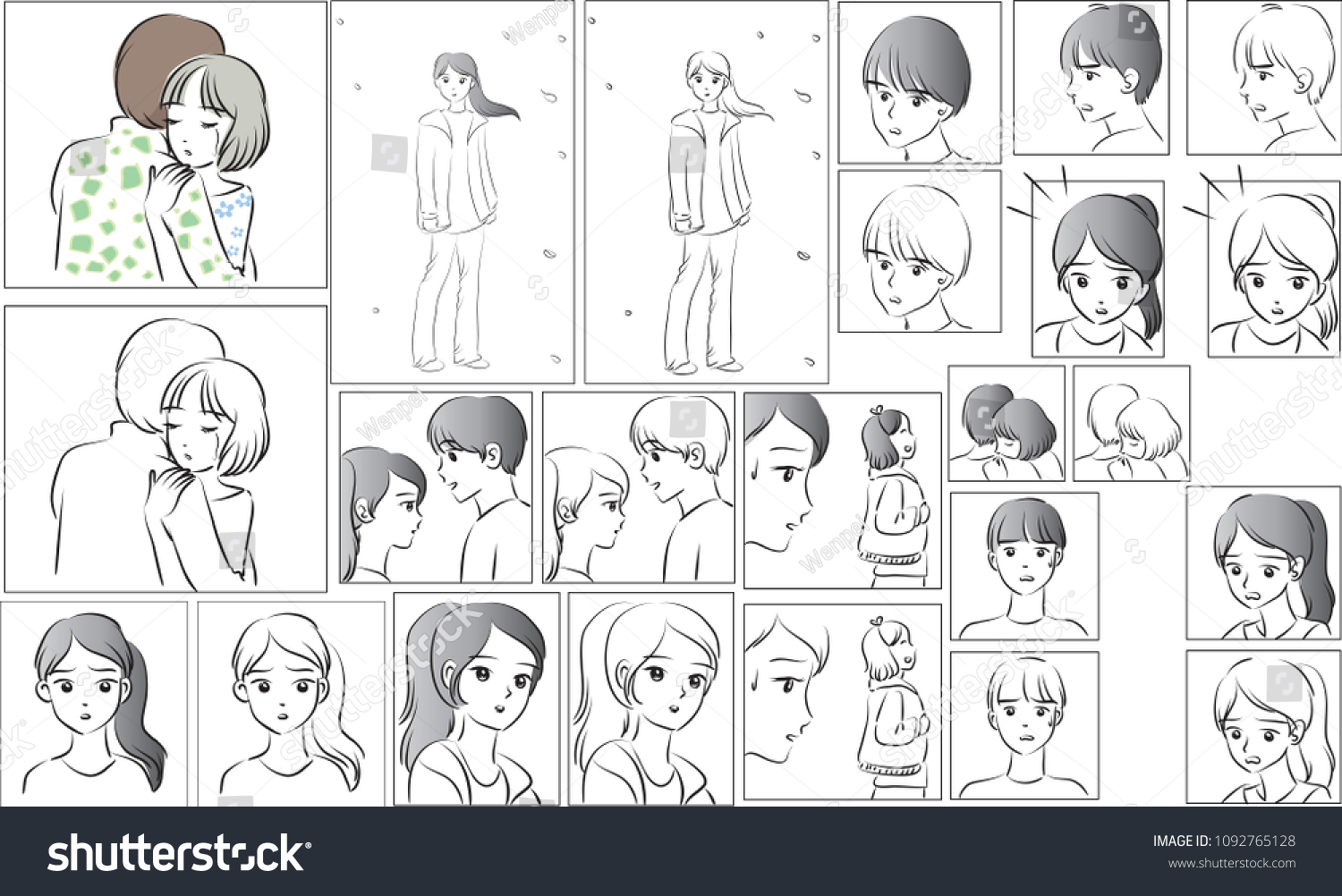 Love Story Comic Set Stock Vector (Royalty Free) 1092765128 | Shutterstock