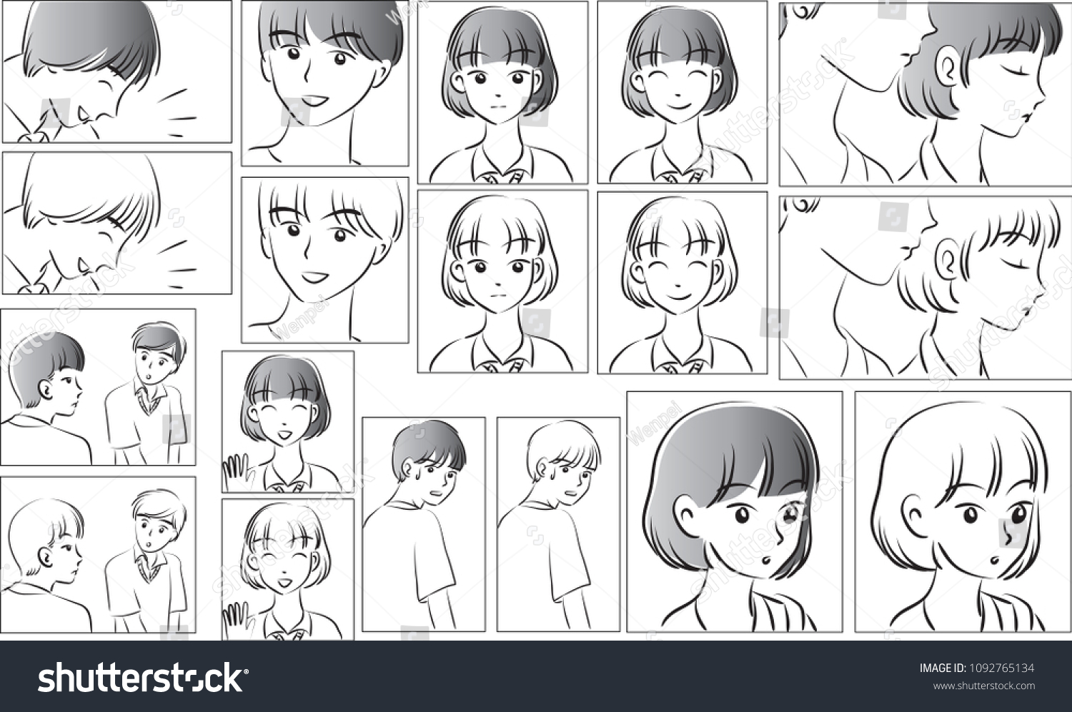 Love Story Comic Set Stock Vector (Royalty Free) 1092765134 | Shutterstock