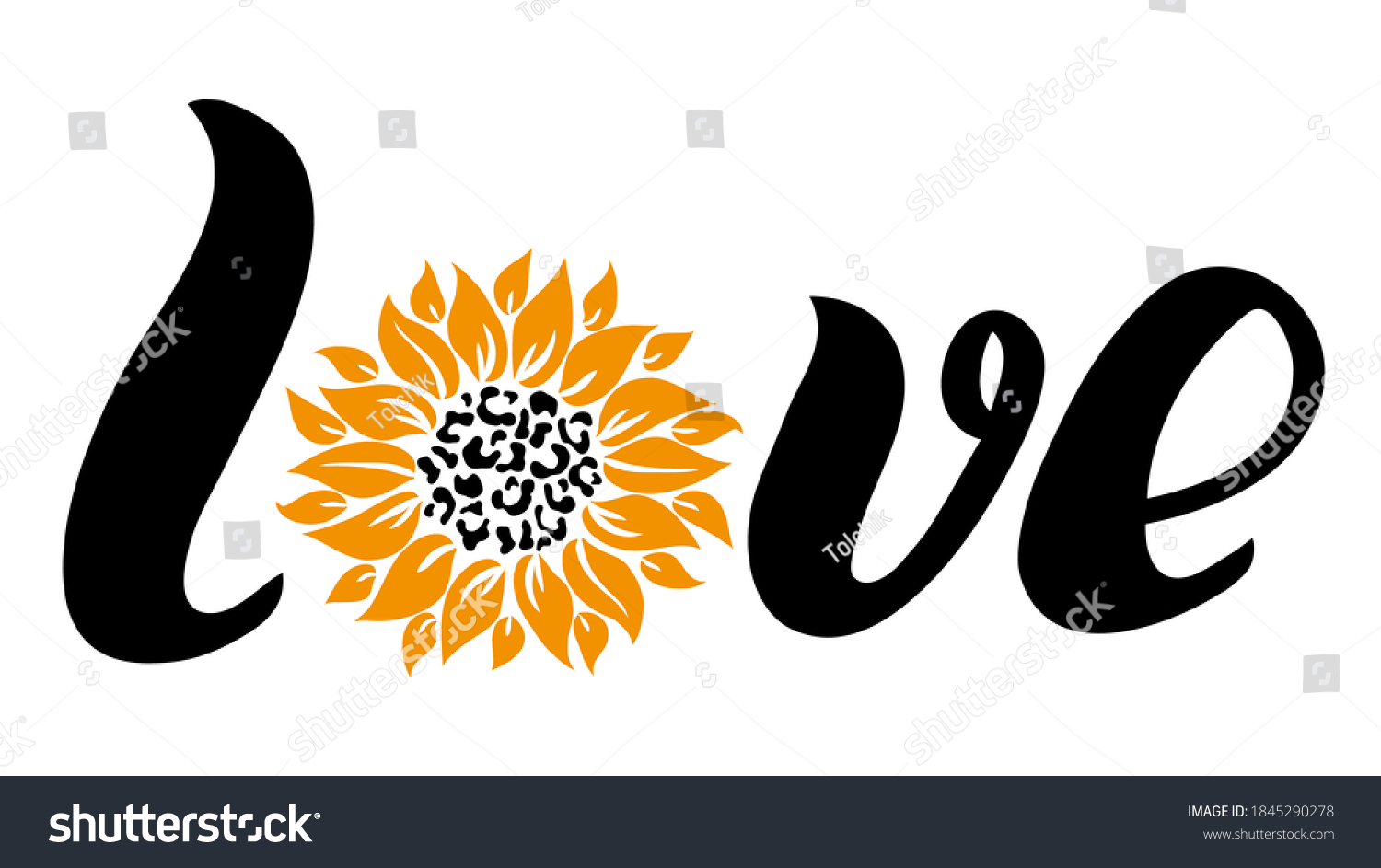 SVG of Love sunflower leopard print vector illustration for chirt floral decor svg