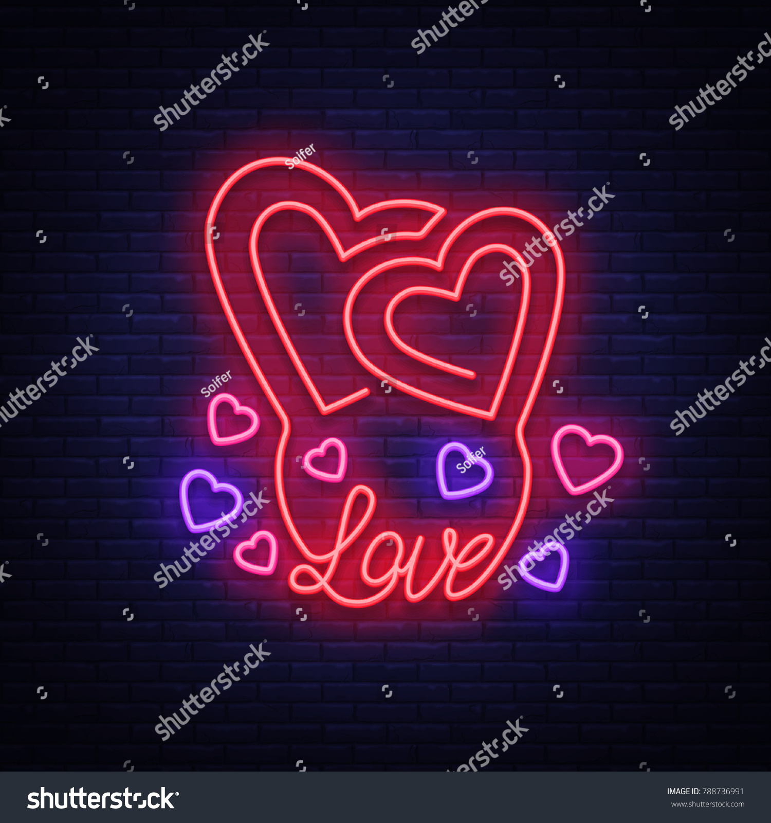 Love Symbol Vector Neon Sign On Stock Vector (Royalty Free) 788736991 ...