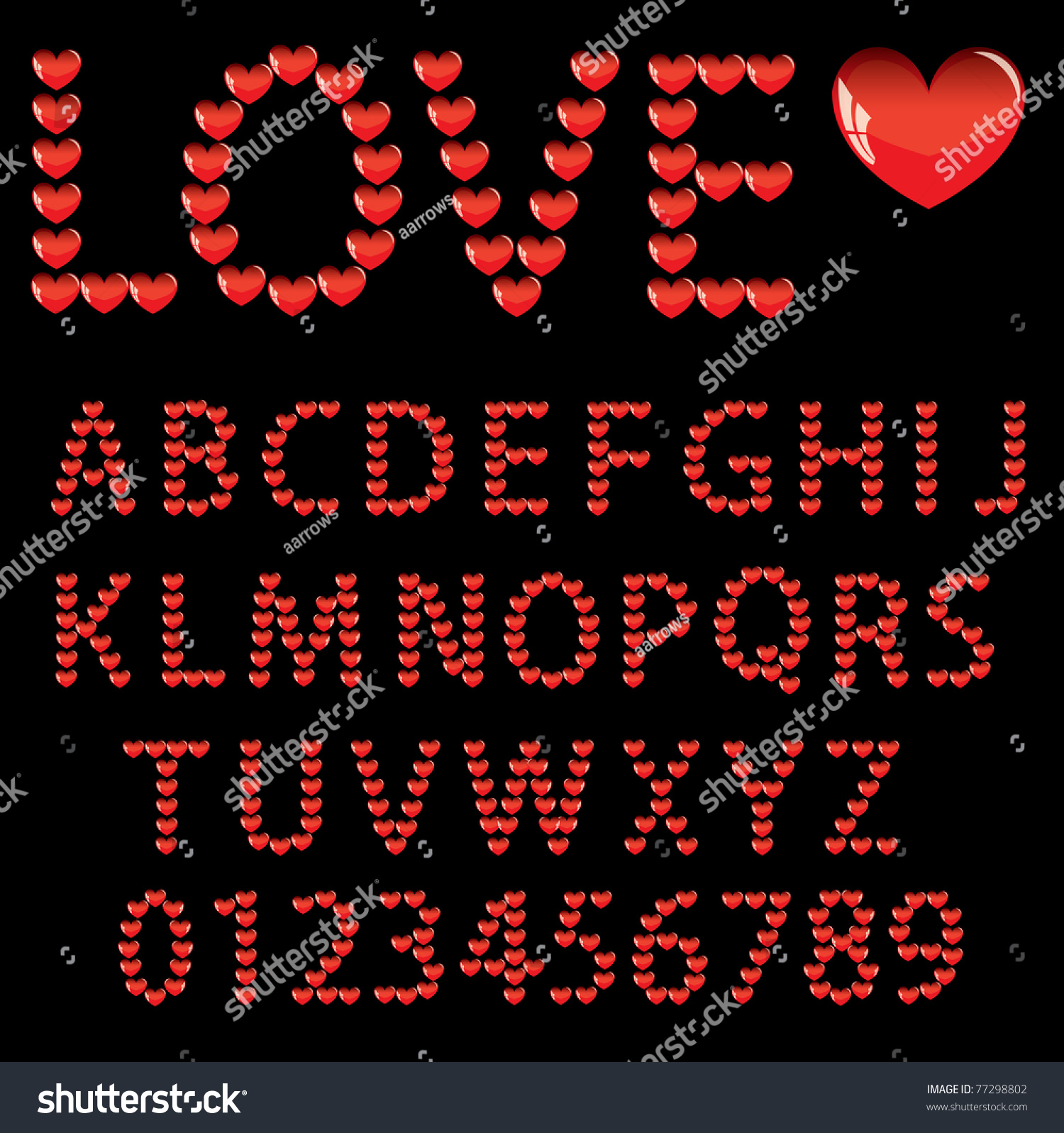 Love Alphabet Heart Letters Numbers Stock Vector 77298802 - Shutterstock