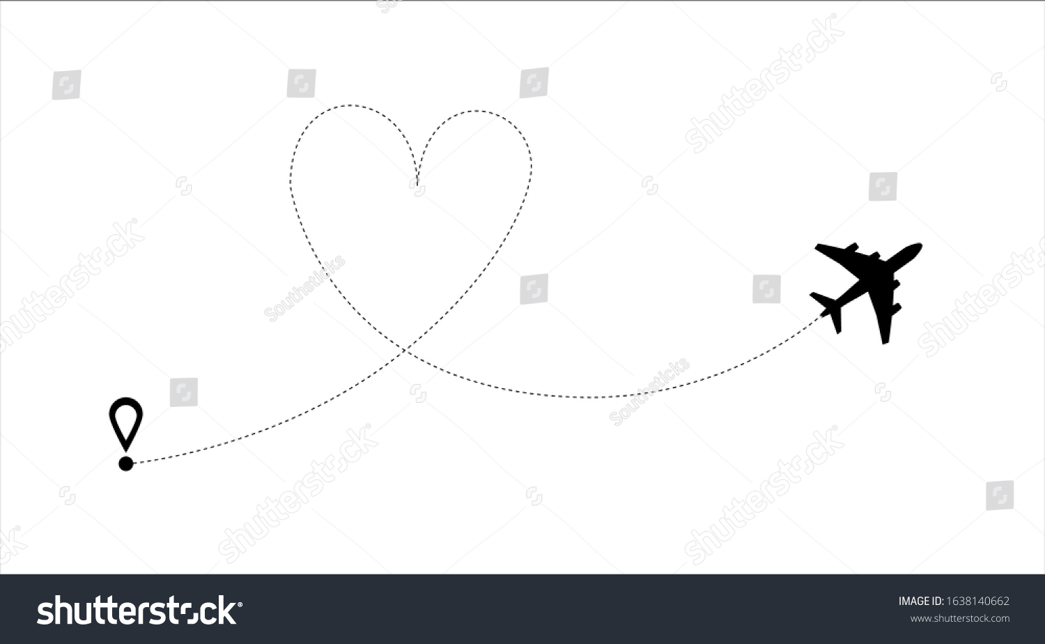 Love Travel Airplane Line Path Vector Stock Vector (Royalty Free ...