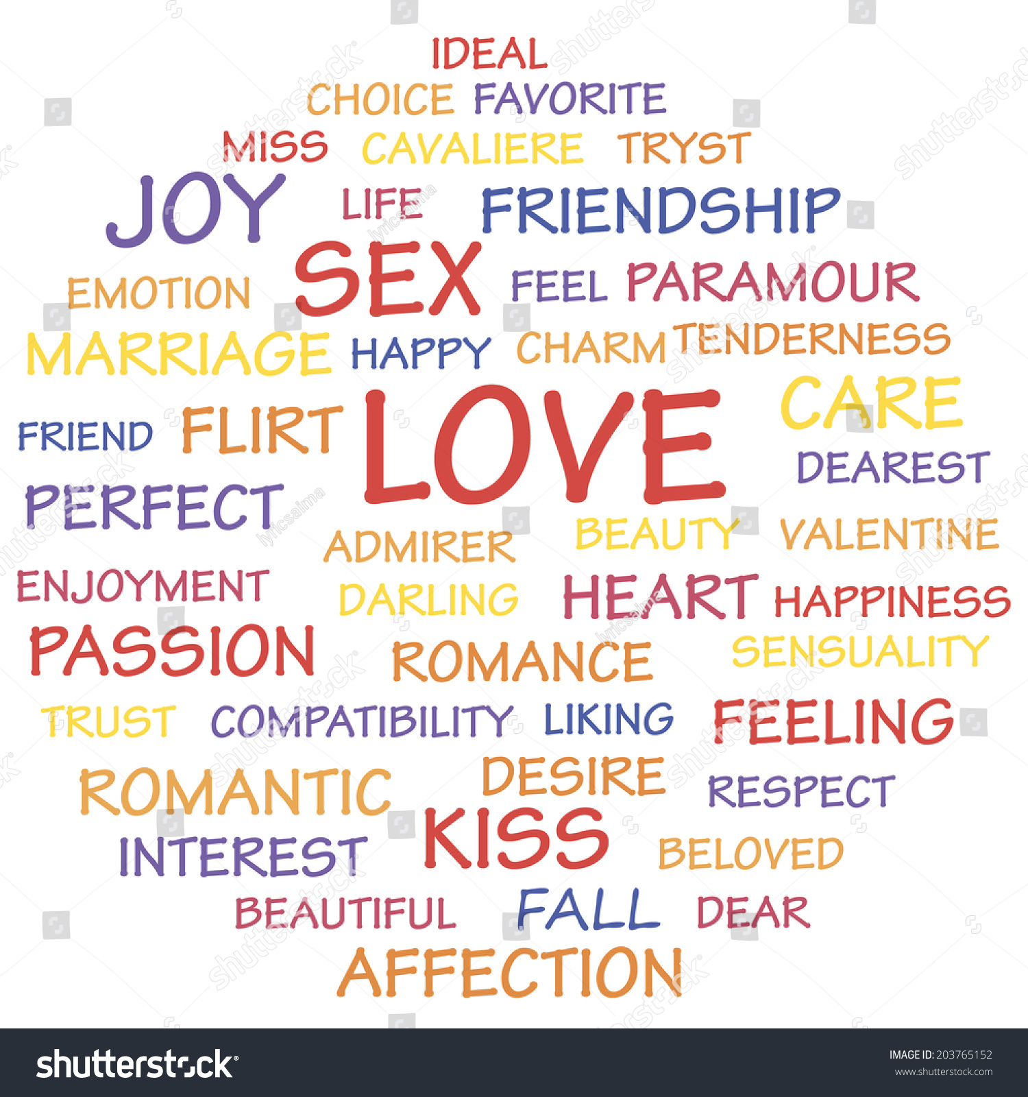  Love Word Collage  Isolated Text Vector Stock Vector 