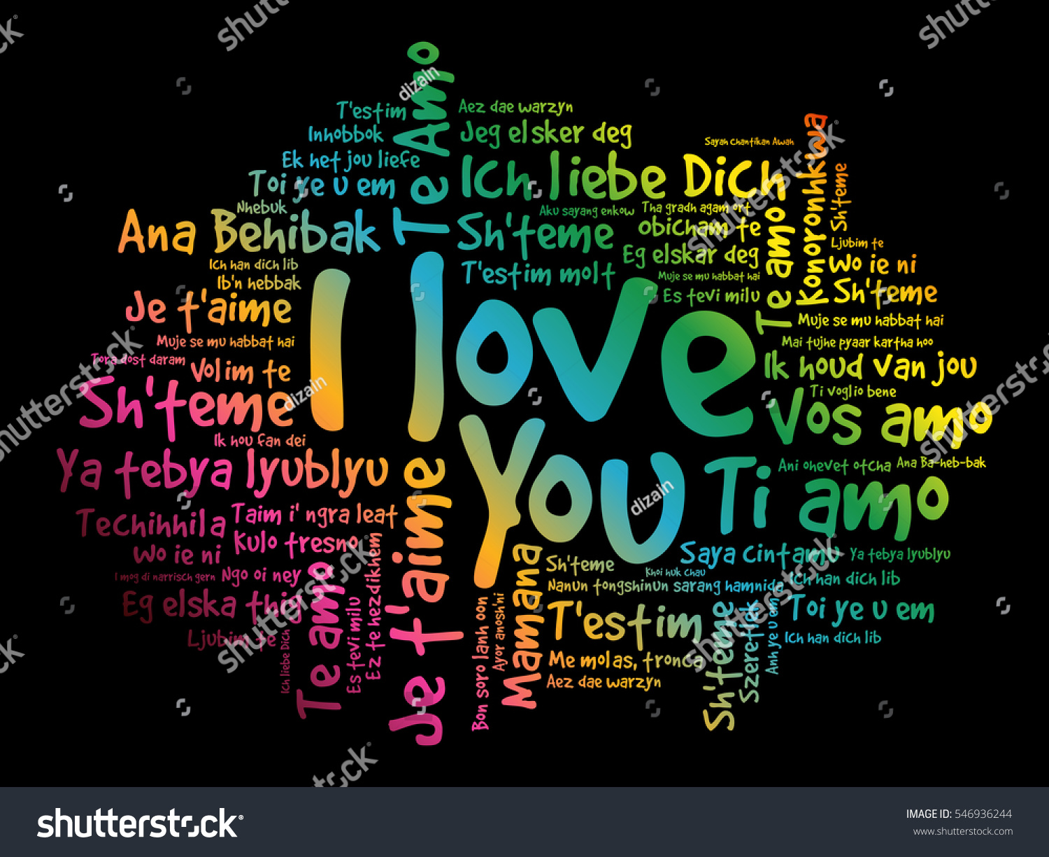 Love Words Love You All Languages Stock Vector Royalty Free