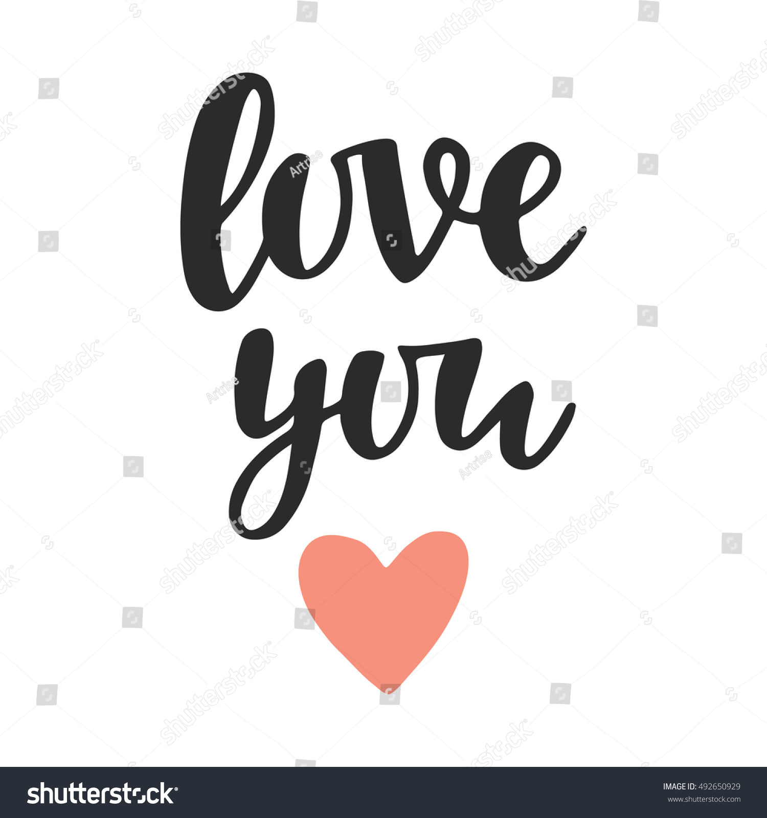 Love You Hand Written Lettering Romantic Stock Vector (Royalty Free ...