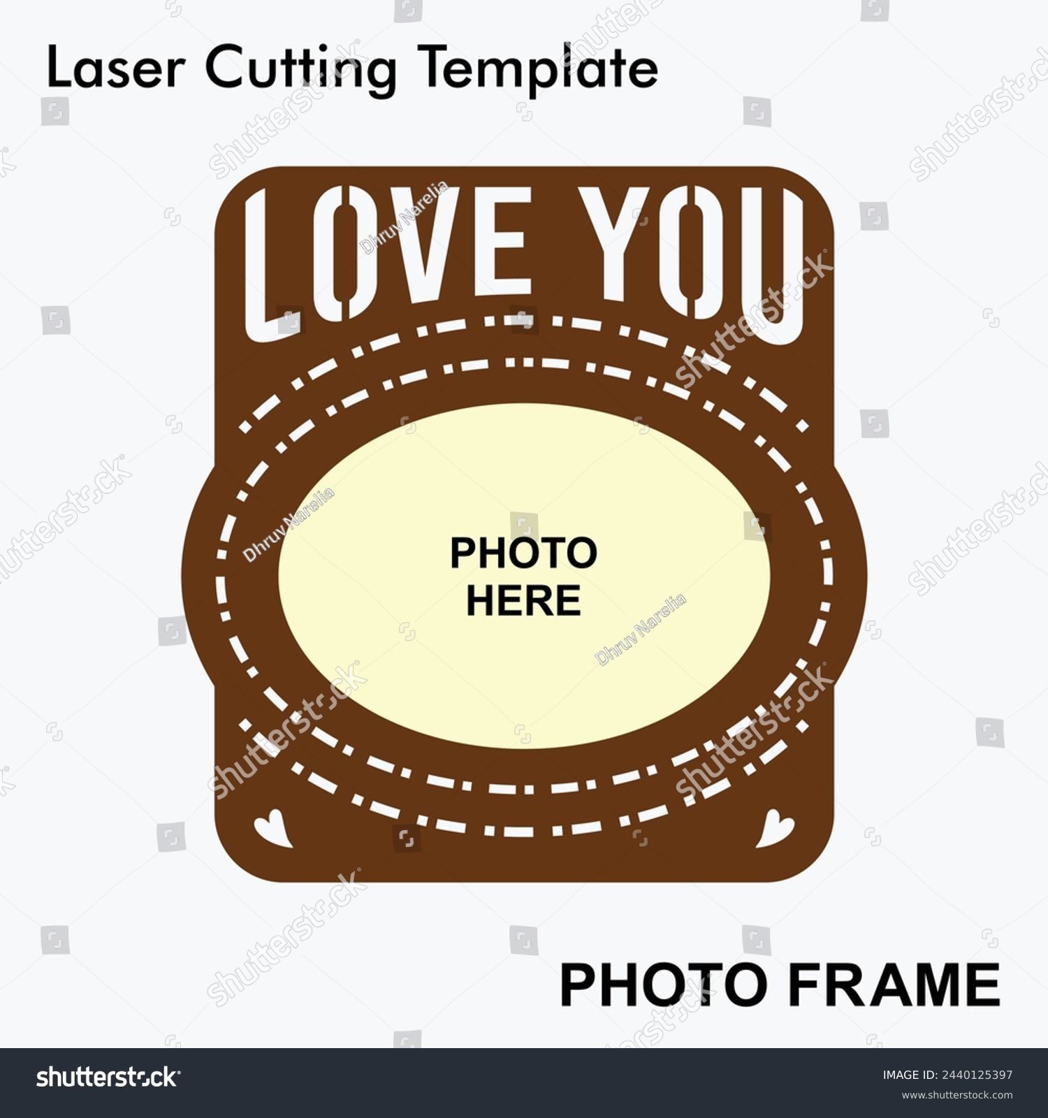 SVG of Love You laser cut photo frame with 1 photo. Home decor wooden sublimation frame template. Suitable for wedding and anniversary gifts. Laser cut photo frame template for mdf and acrylic cutting. svg