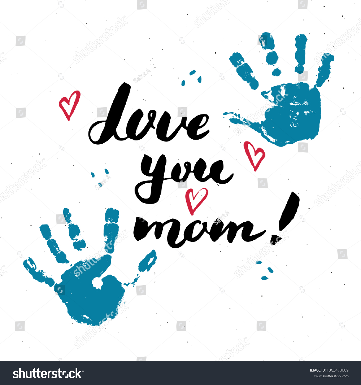 Love You Mom Calligraphy Handwritten Lettering Stock Vector (Royalty ...