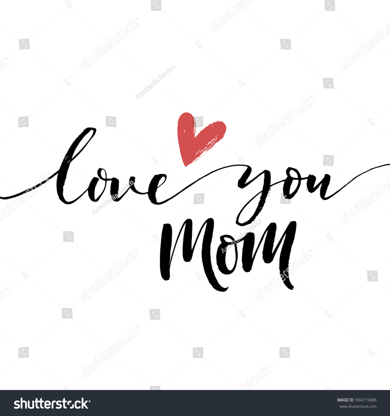 Love You Mom Card Hand Drawn Stock Vector Royalty Free