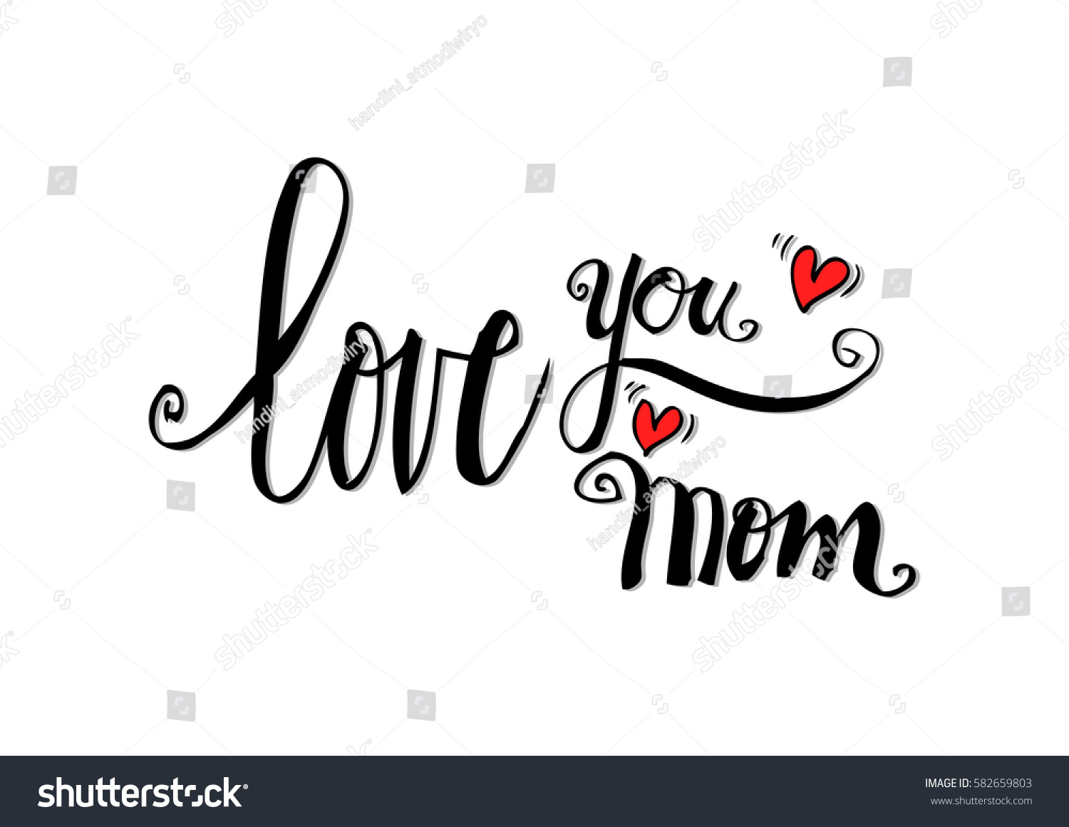 Love You Mom Hand Drawing Calligraphy Stock Vector Royalty Free