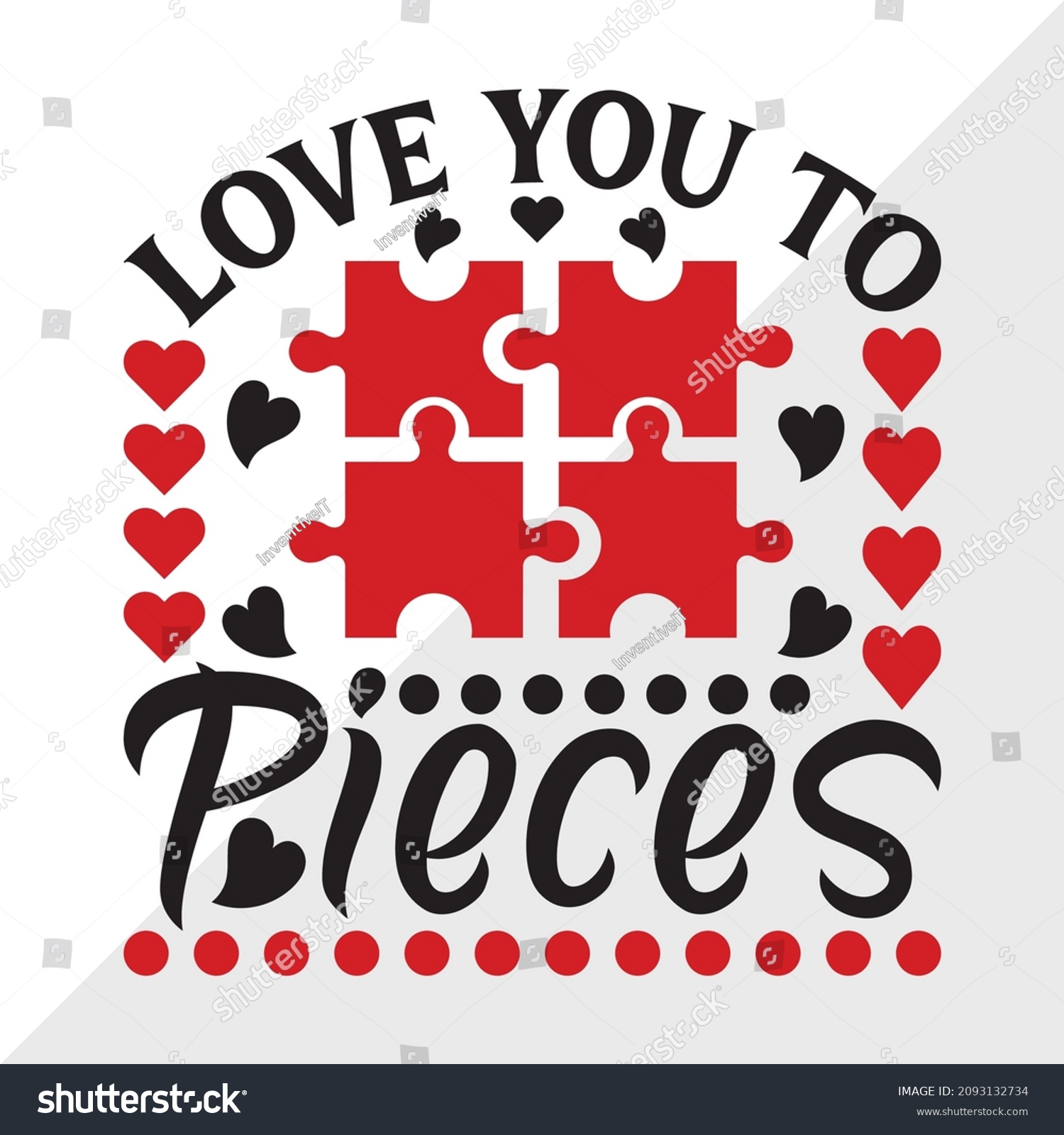 Love You Pieces Printable Vector Illustration
