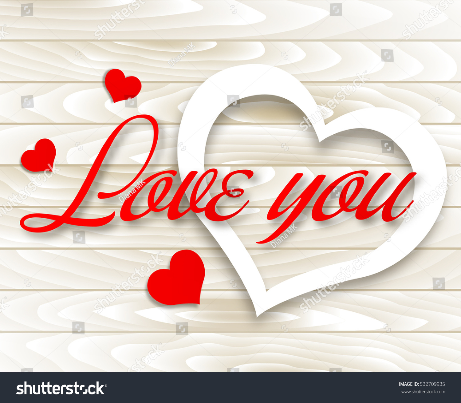 Love You Valentines Day Card Vector Stock Vector Royalty