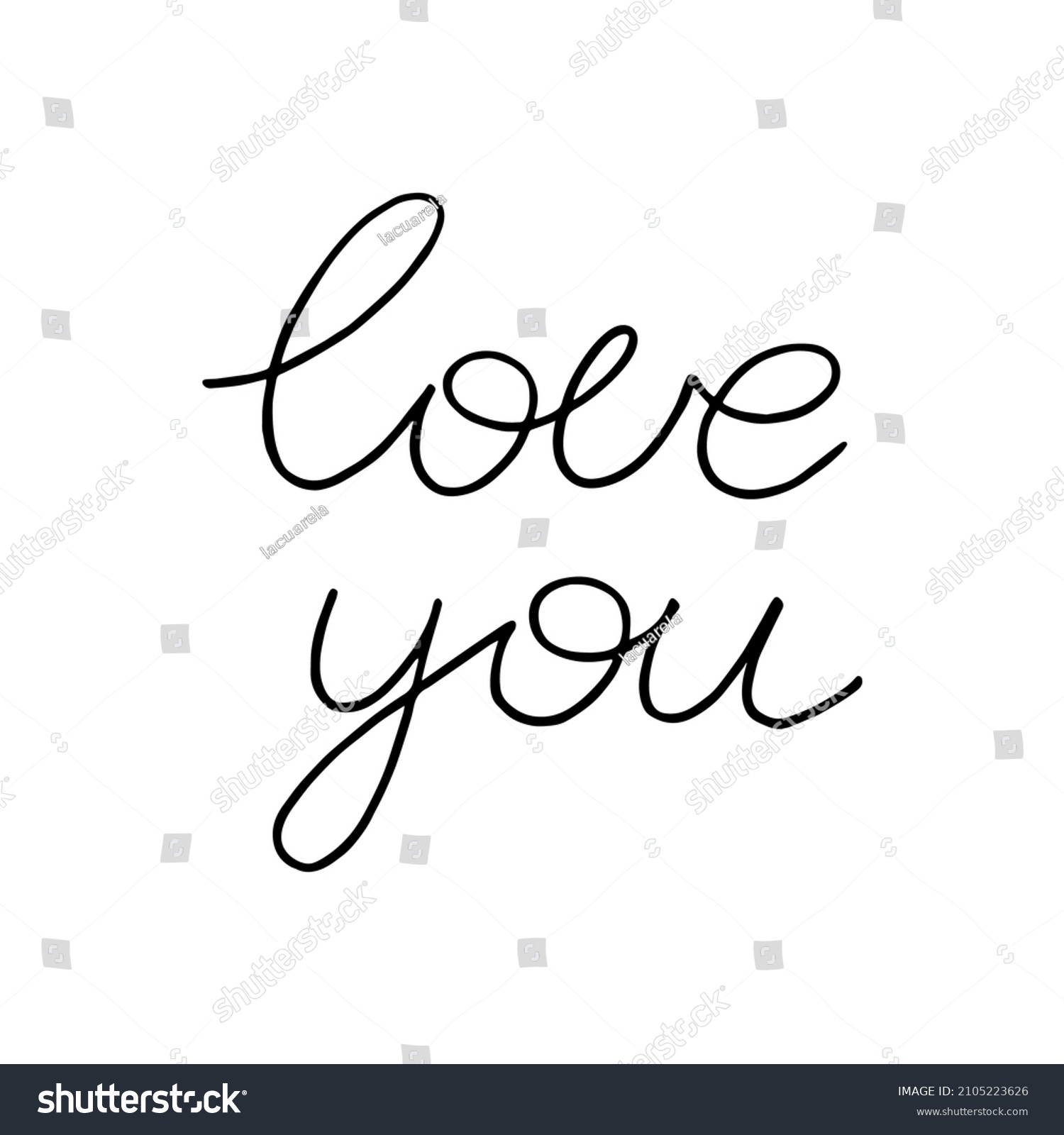 Love You Vector Simple Handwritten Lettering Stock Vector Royalty Free