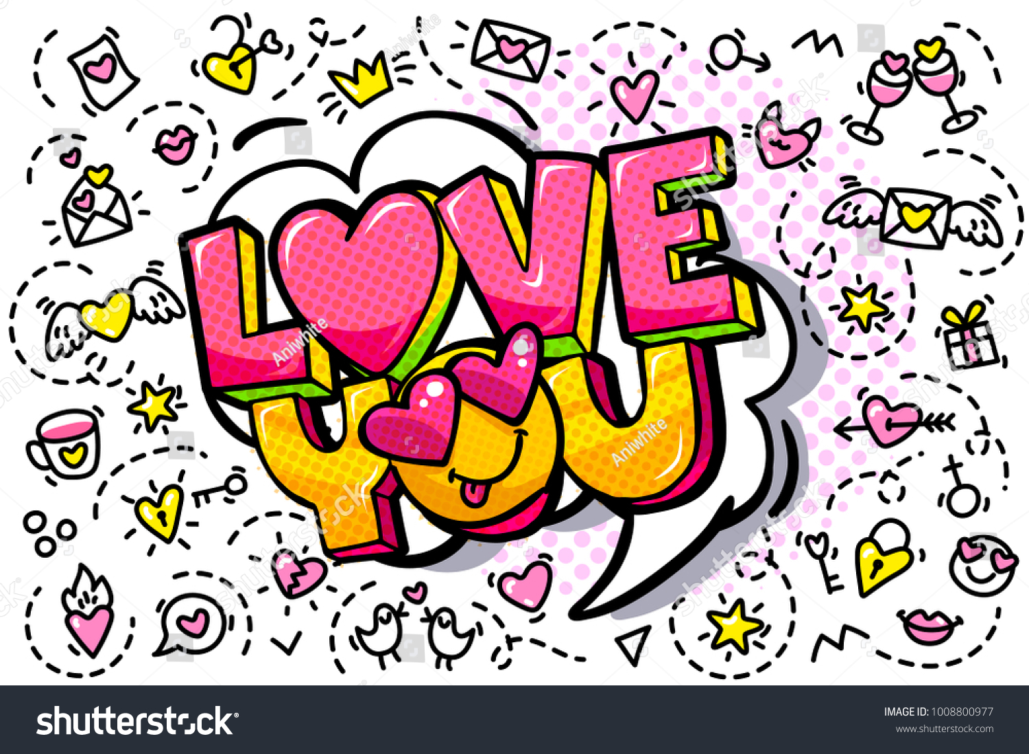 Love You Word Bubble Message Pop Stock Vector Royalty Free