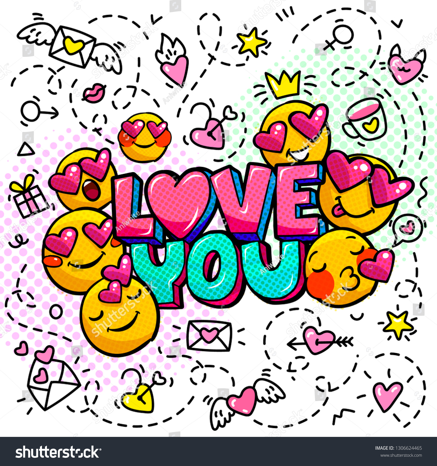Love You Word Bubble Message Pop Stock Vector Royalty Free