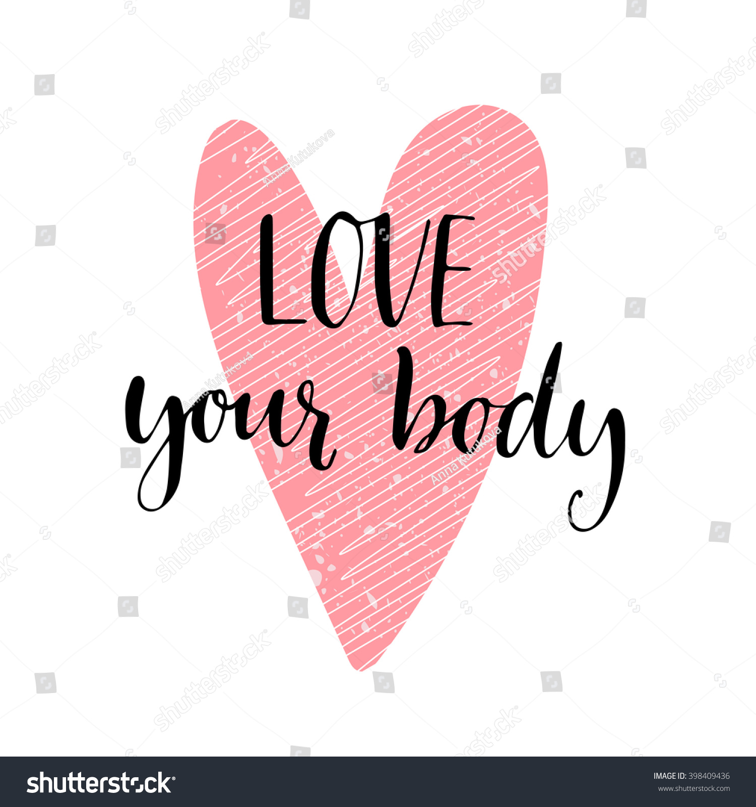 Love your body phrase Inspirational quote about body positive Modern calligraphy and pink hand