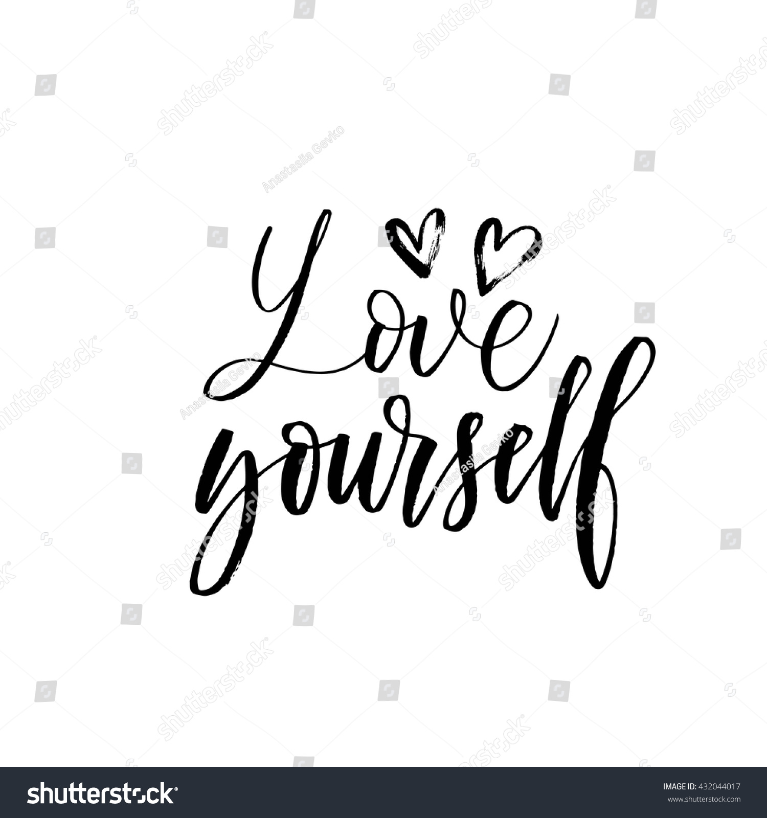 Love Yourself Card Hand Drawn Romantic Stock Vector 432044017 ...