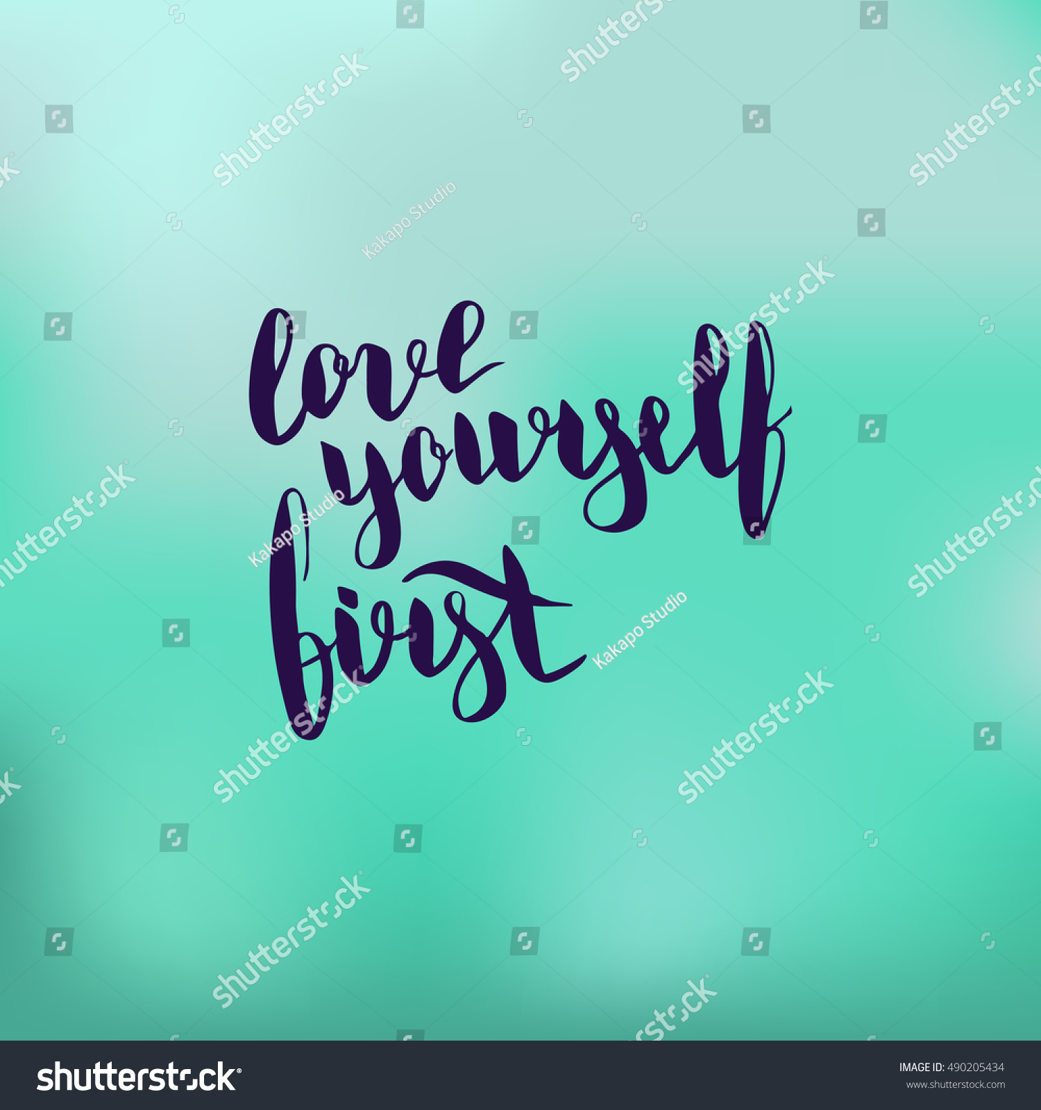 Love Yourself First Illustration Handlettering Inspiration Stock