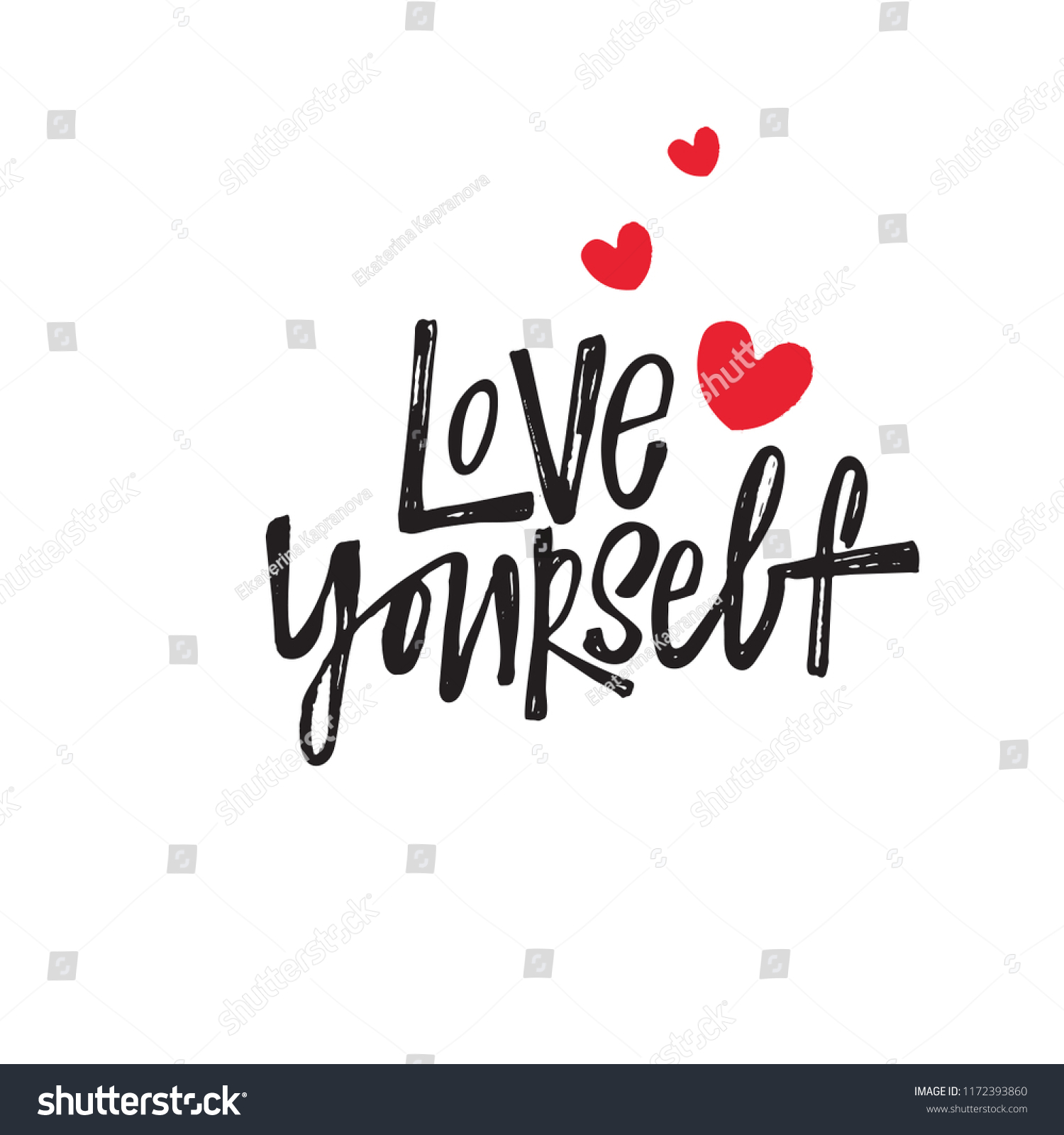 SVG of Love yourself. Hand lettering quote with illustration of heart. Motivation. svg