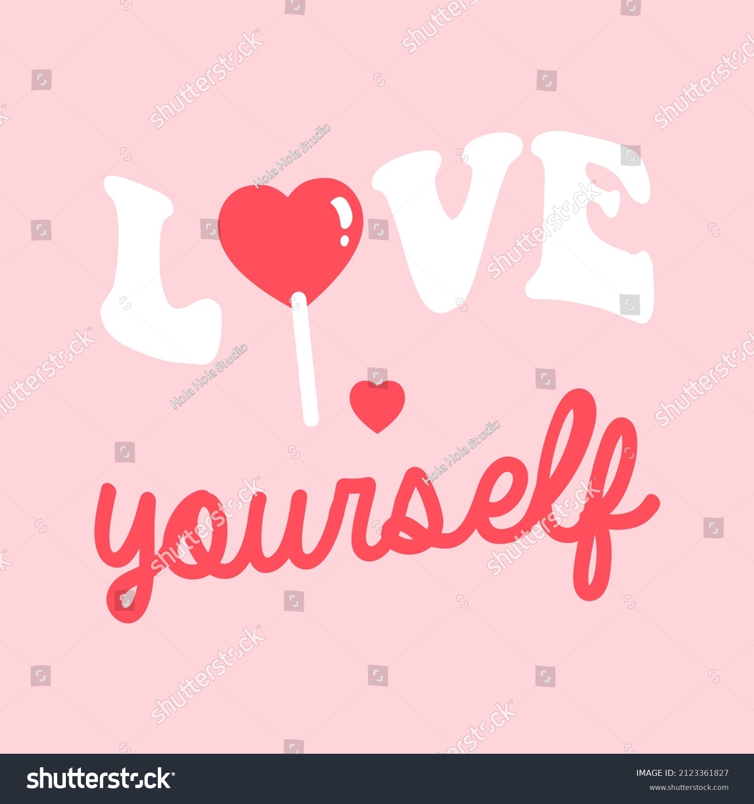 Love Yourself Lettering Illustration Heart Shaped Stock Vector (Royalty ...