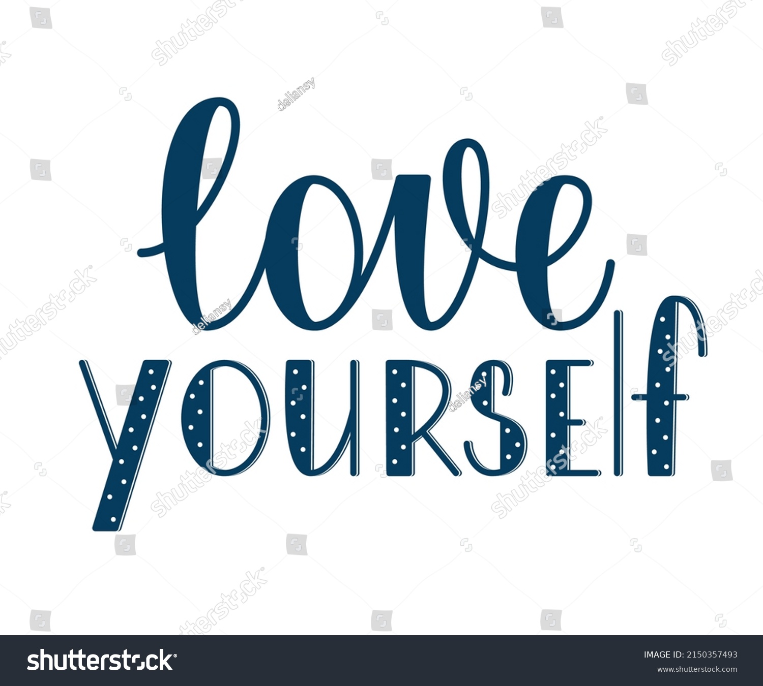 Love Yourself Text Hand Written Lettering Stock Vector (Royalty Free ...