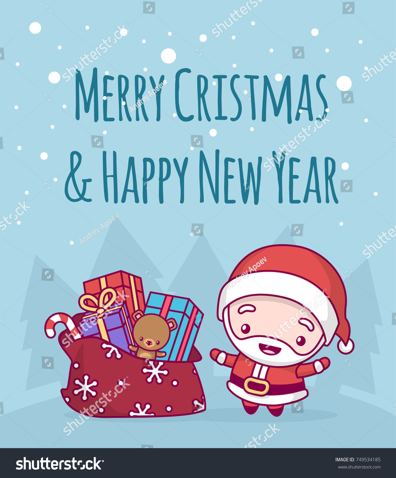 Lovely Cute Kawaii Chibi Santa Claus Stock Vector (Royalty Free ...