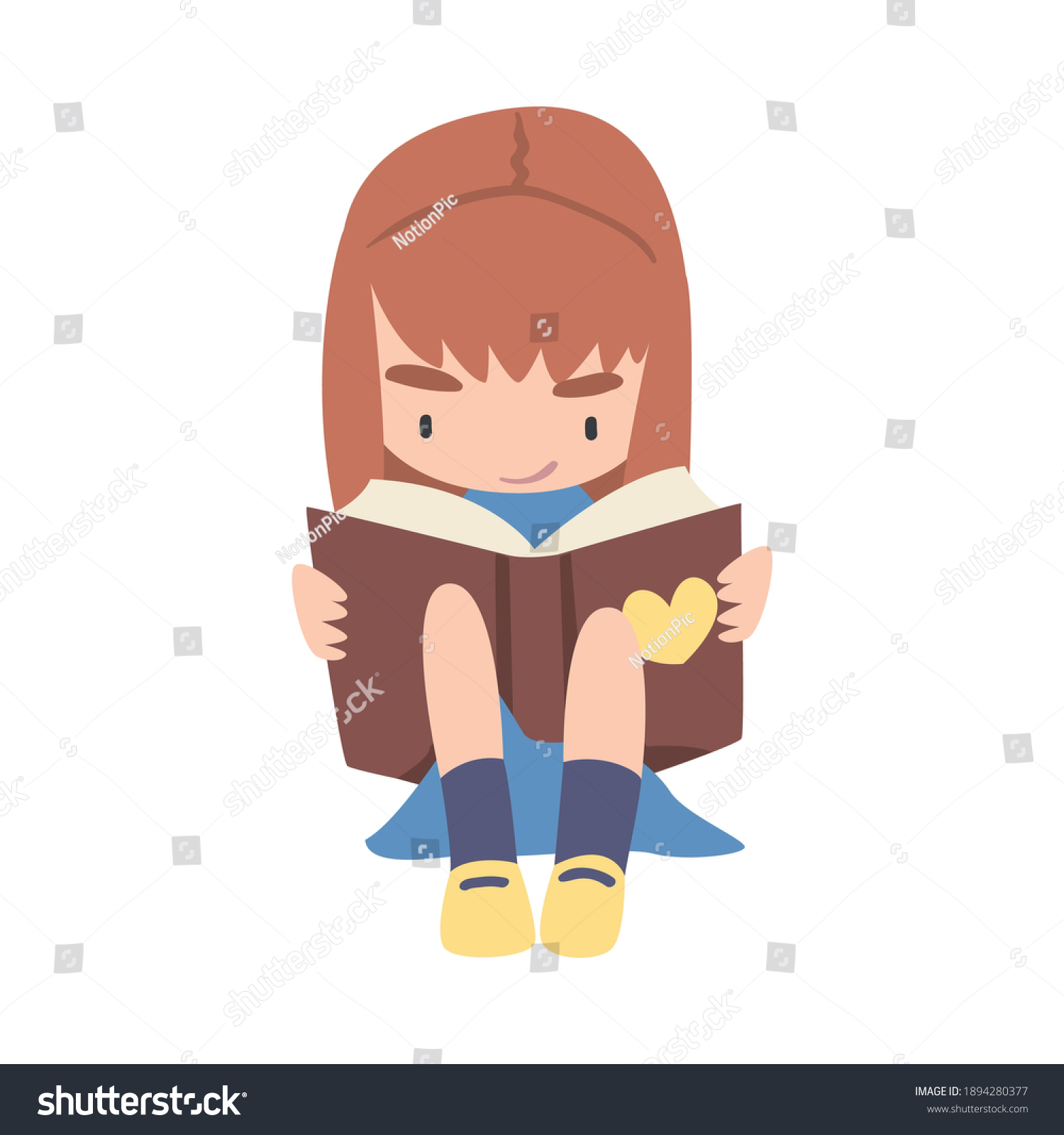 Lovely Girl Sitting On Floor Reading เวกเตอร์สต็อก ปลอดค่าลิขสิทธิ์ 1894280377 Shutterstock 2660