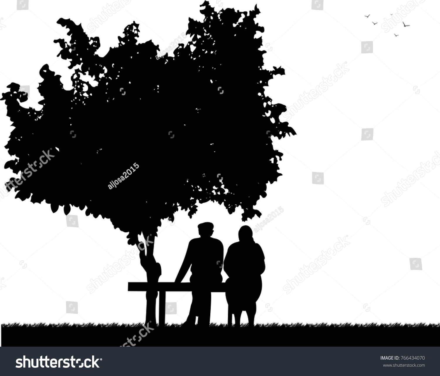 Lovely Old Couple Sitting On Bench Stock Vector (Royalty Free ...