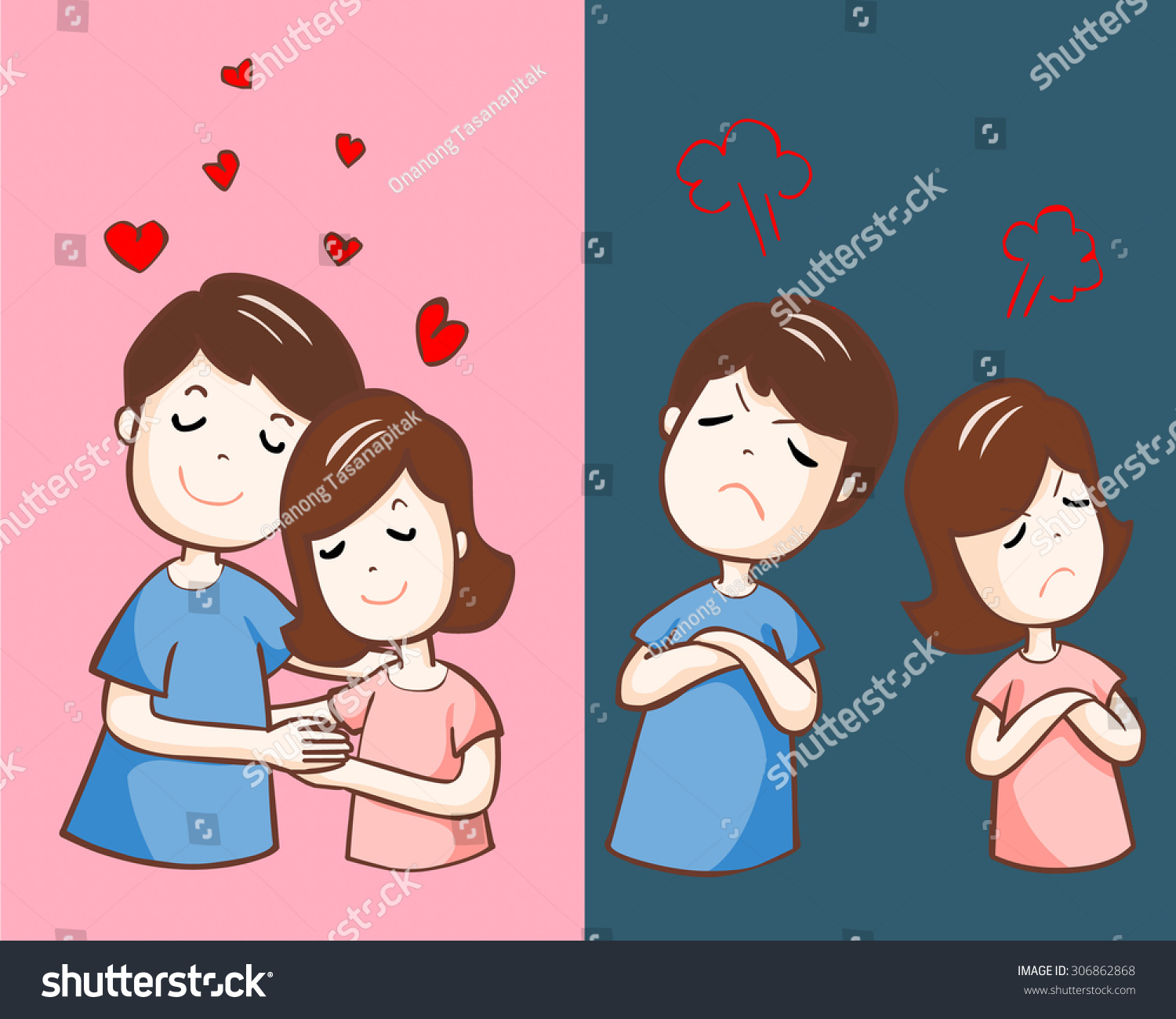 Lover Hate Love Each Other Vector Stock Vector 306862868 ...