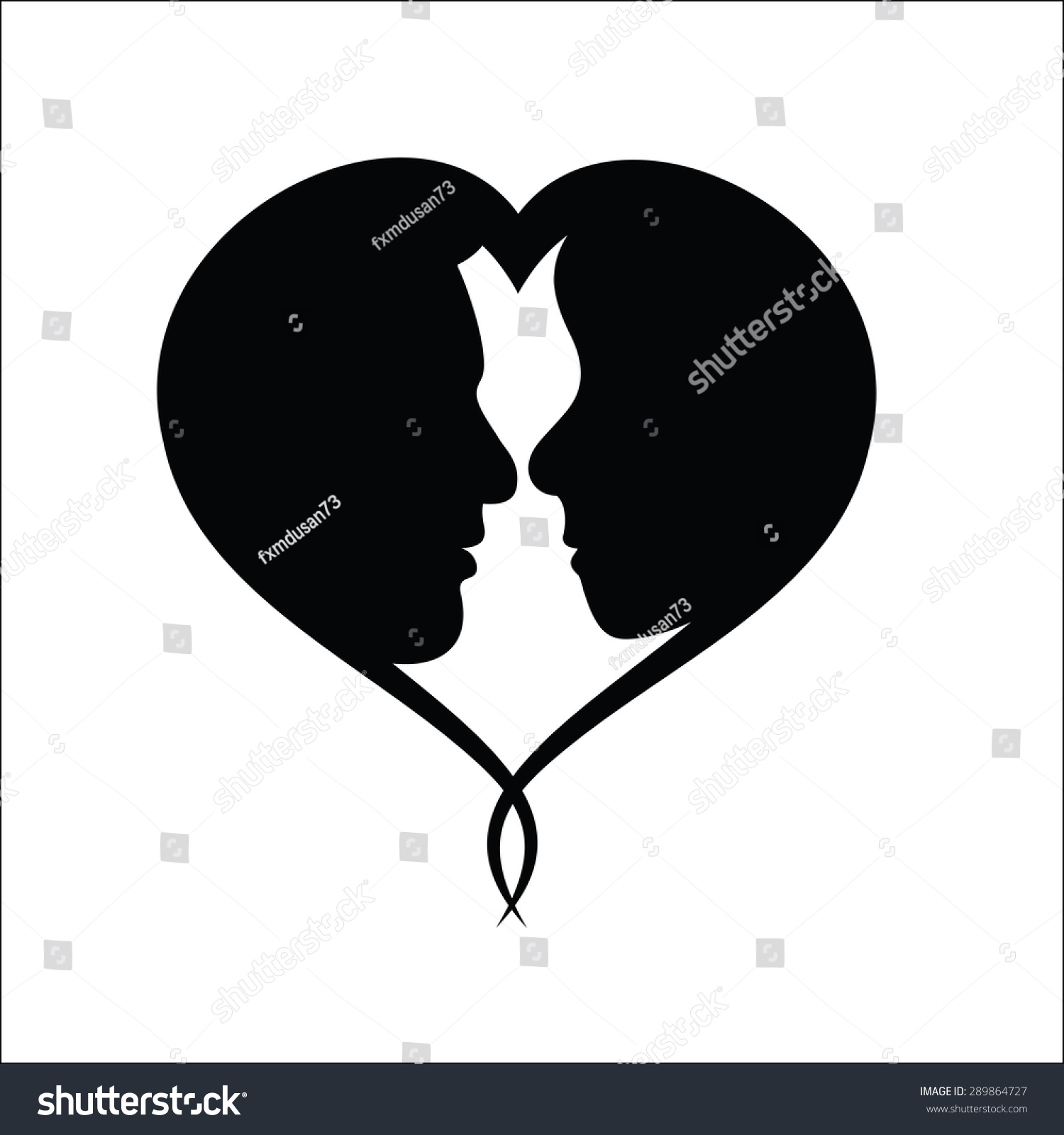 Loving Couple Silhouette Stock Vector (Royalty Free) 289864727