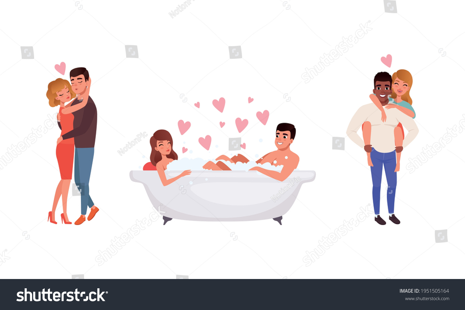 Loving Couples Man Woman Embracing Kissing Stock Vector Royalty Free 1951505164 Shutterstock 