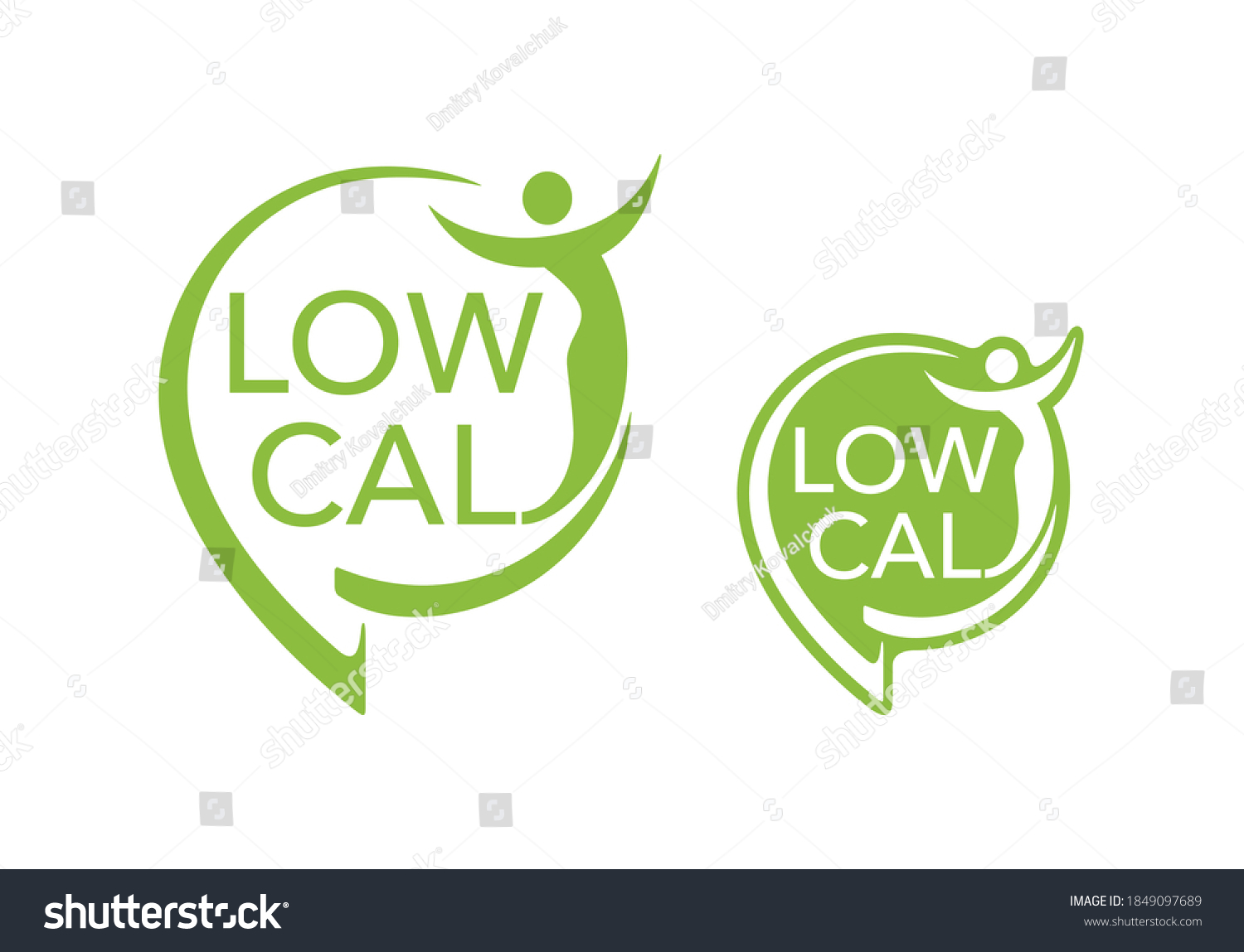 SVG of Low Cal stamp - combination of pin mark and abstract woman silhouette - pictogram for dietary low-cal food products - isolated vector emblem svg