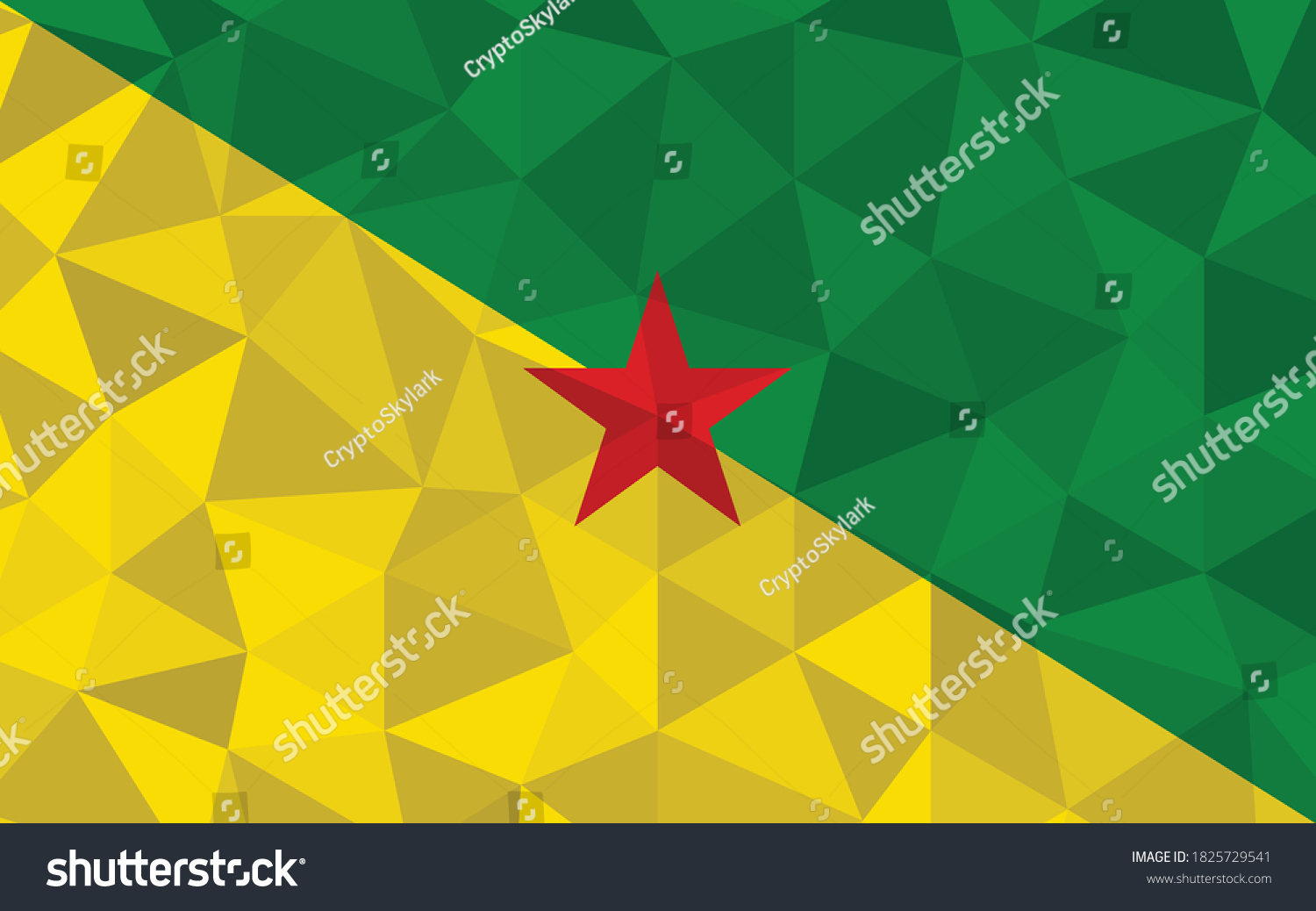 SVG of Low poly French Guiana flag vector illustration. Triangular Guyanese flag graphic. French Guiana country flag is a symbol of independence. svg