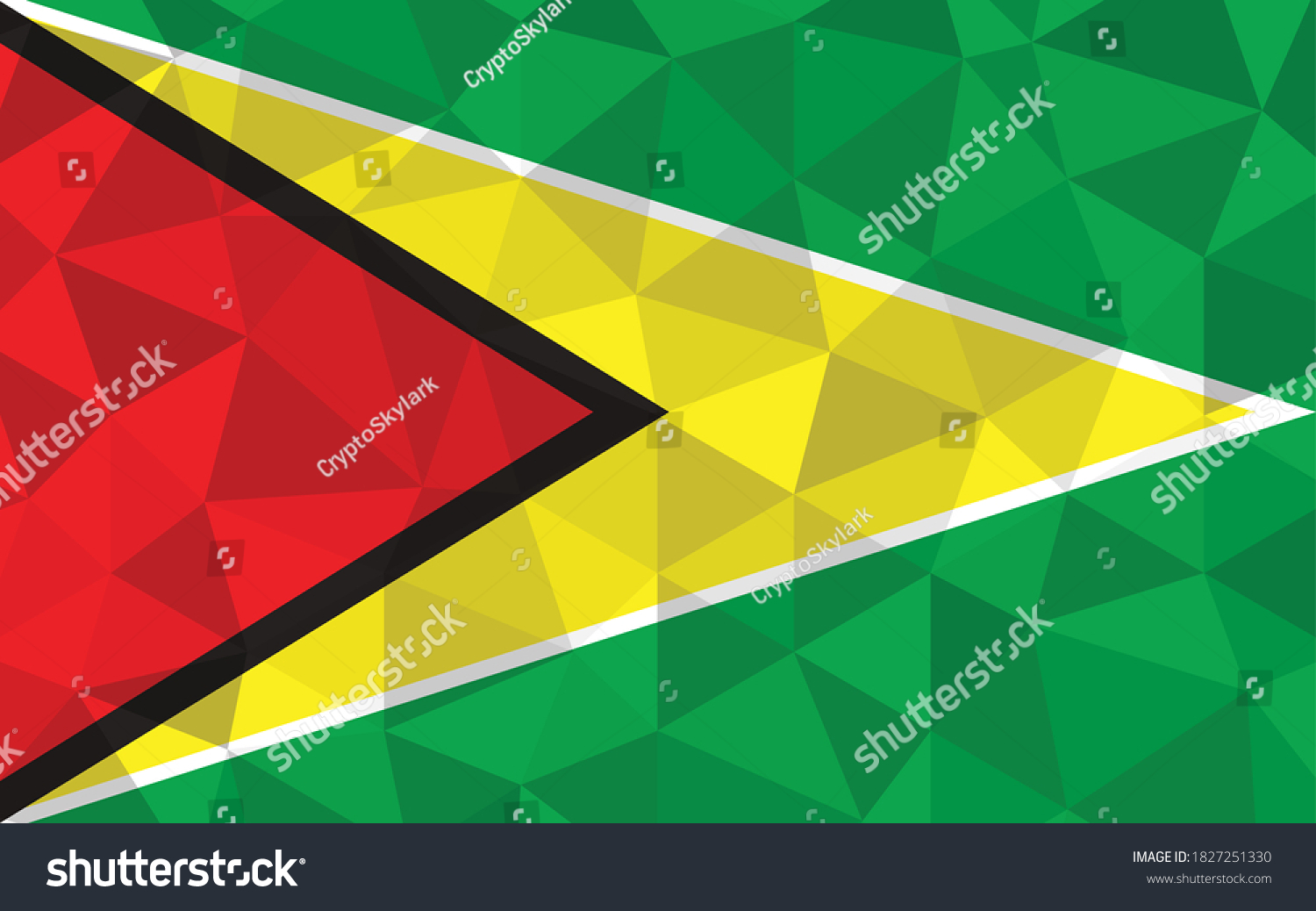 SVG of Low poly Guyana flag vector illustration. Triangular Guyanese flag graphic. Guyana country flag is a symbol of independence. svg