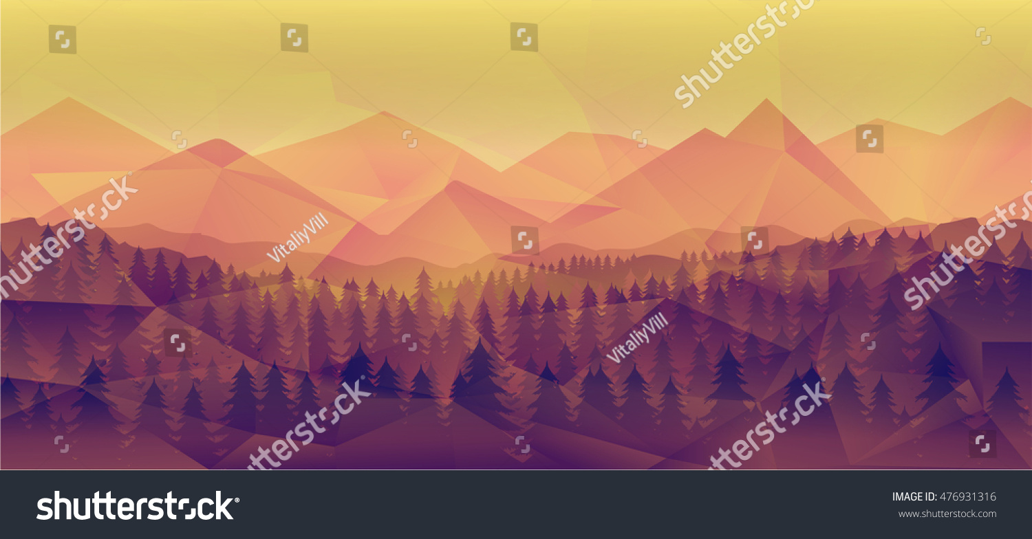 Low Poly Nature Landscapegreat Wallpaper Design Stock Vector