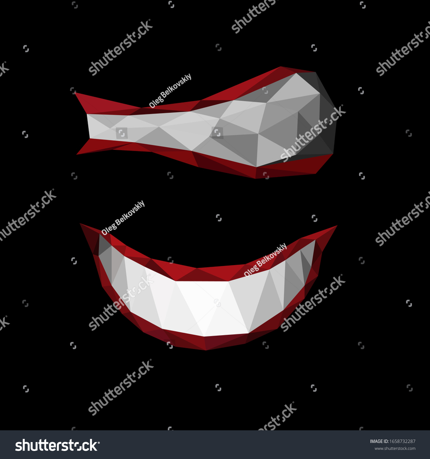 Low Poly Polygonal Set Evil Smile Stock Vector Royalty Free