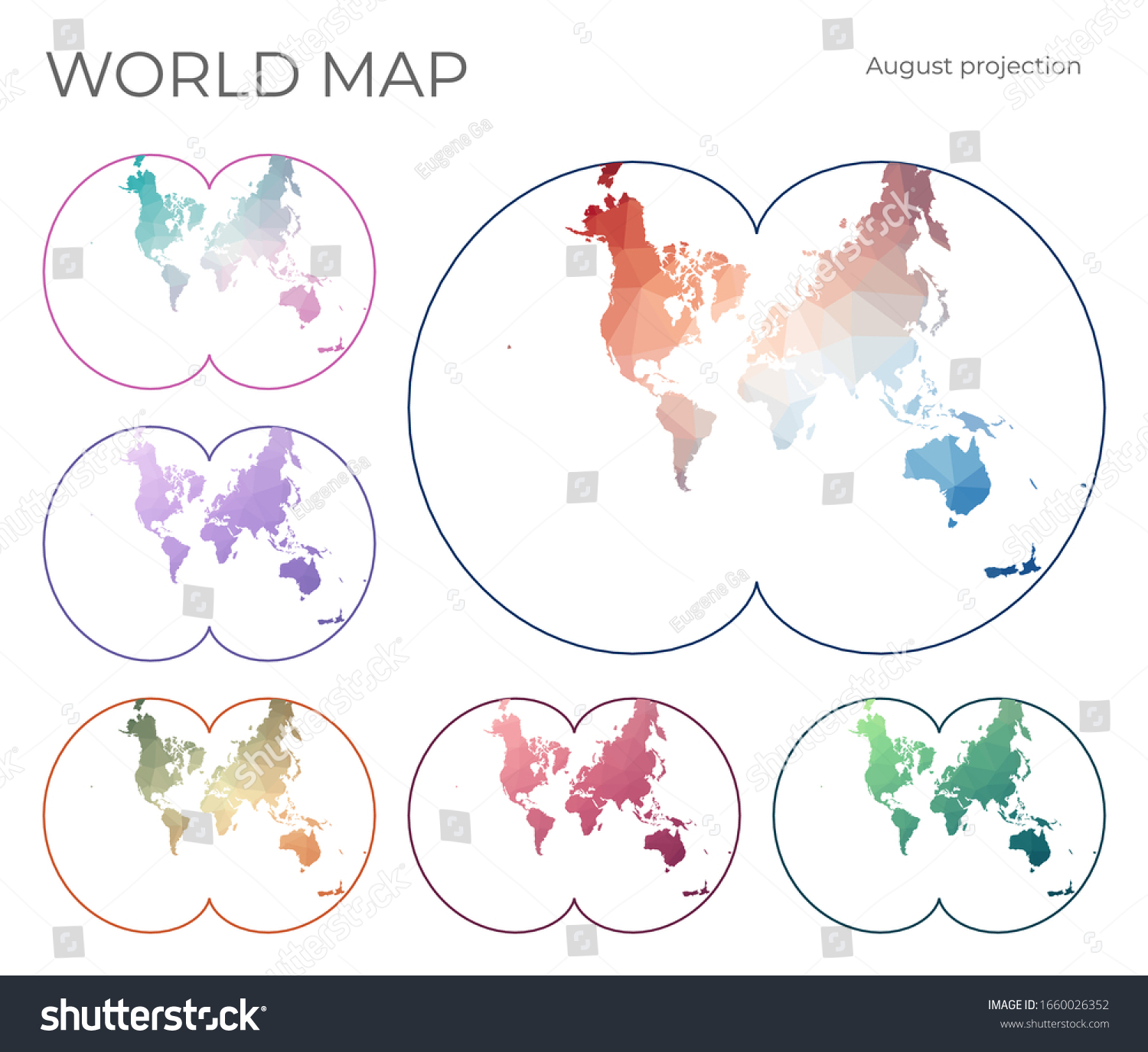 Low Poly World Map Set Augusts Stock Vector (Royalty Free) 1660026352