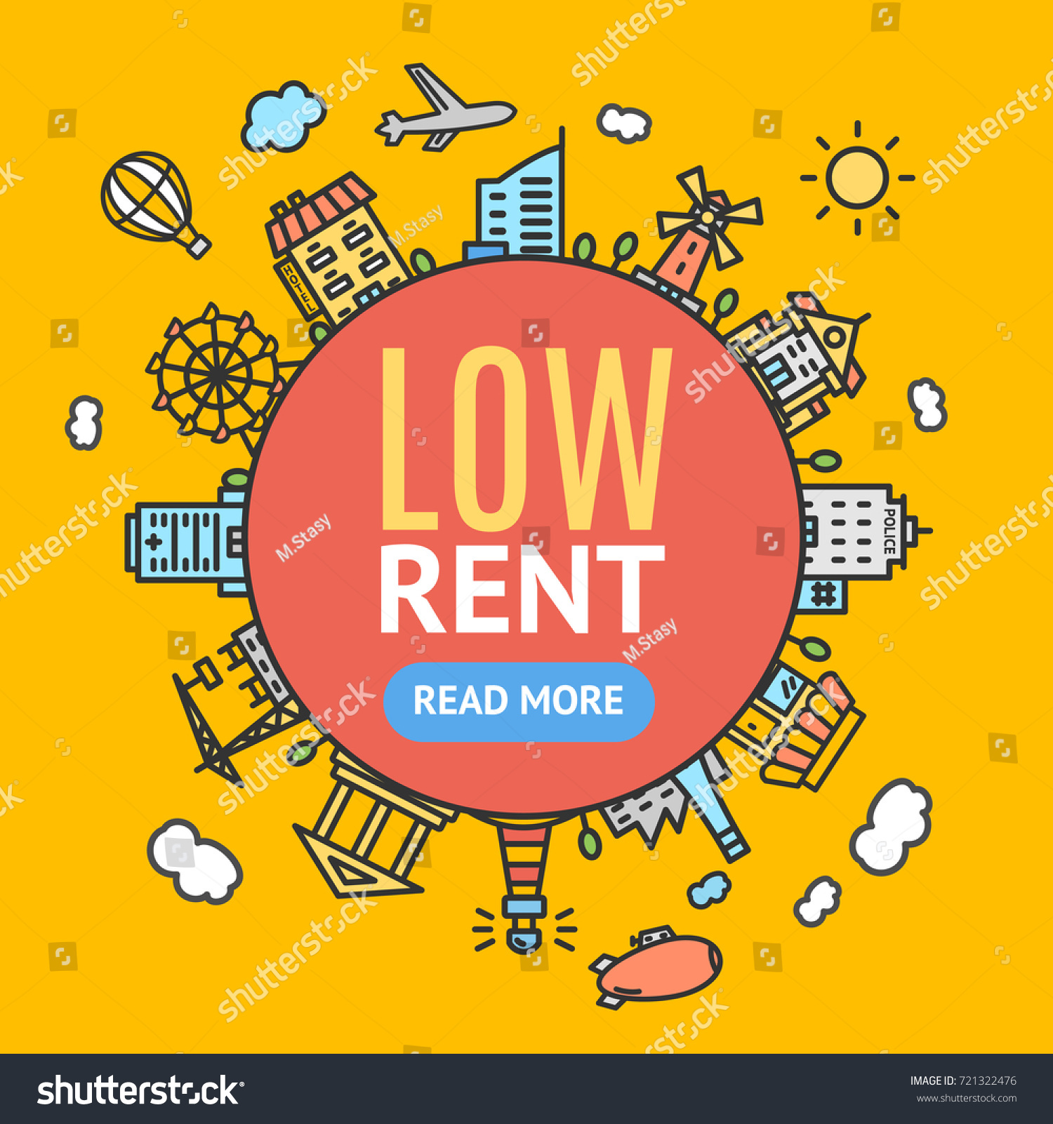 Low Rent Banner Poster House Home Stock Vektorgrafik Lizenzfrei